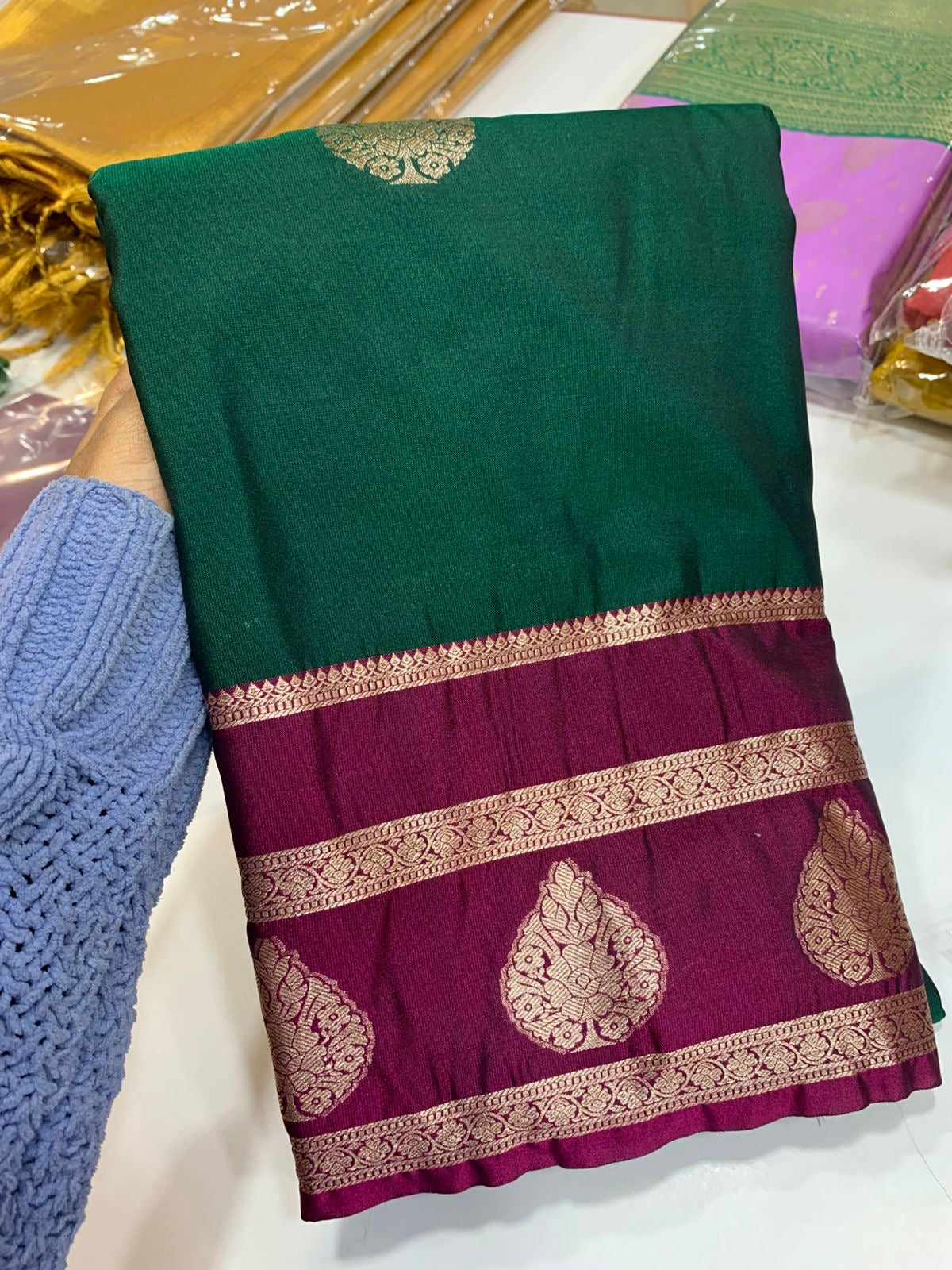 PREMIUM SOFT SEMI KANCHI SILK SAREE - CASTLETON GREEN
