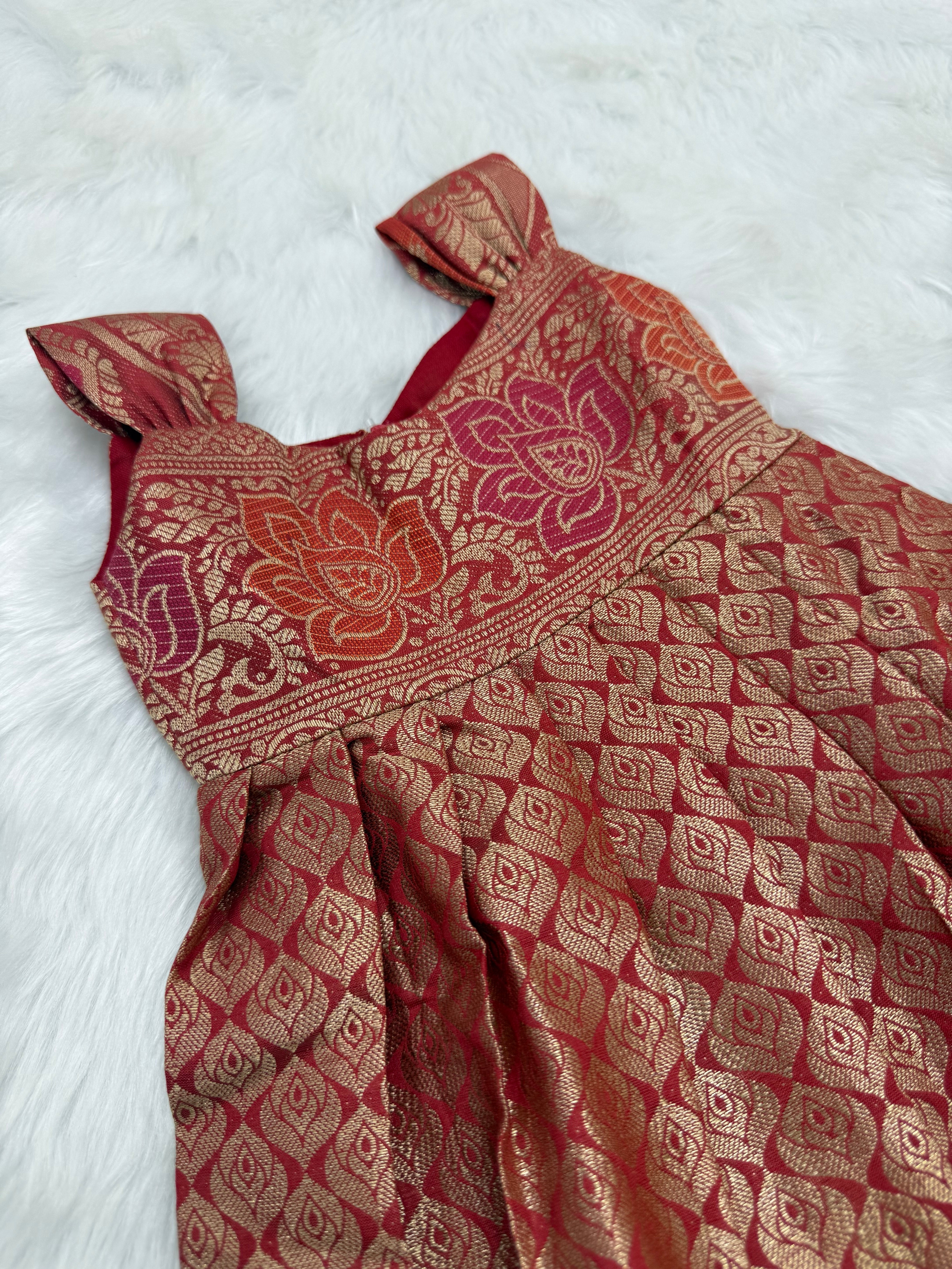 RED  NEW BORN FROCK