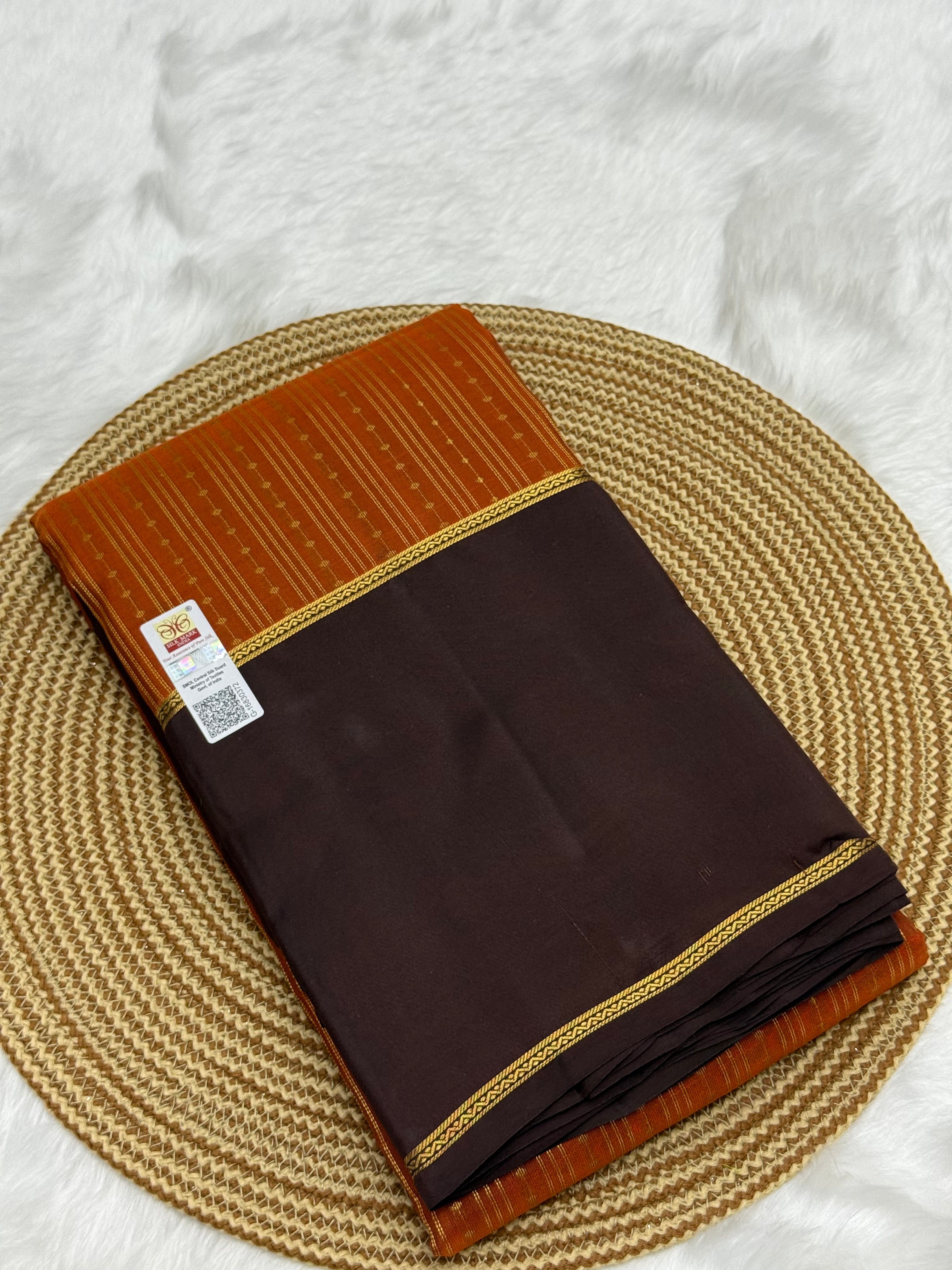 KANCHIPURAM PURE SILK SAREE | SILKMARK® CERTIFIED - RUST