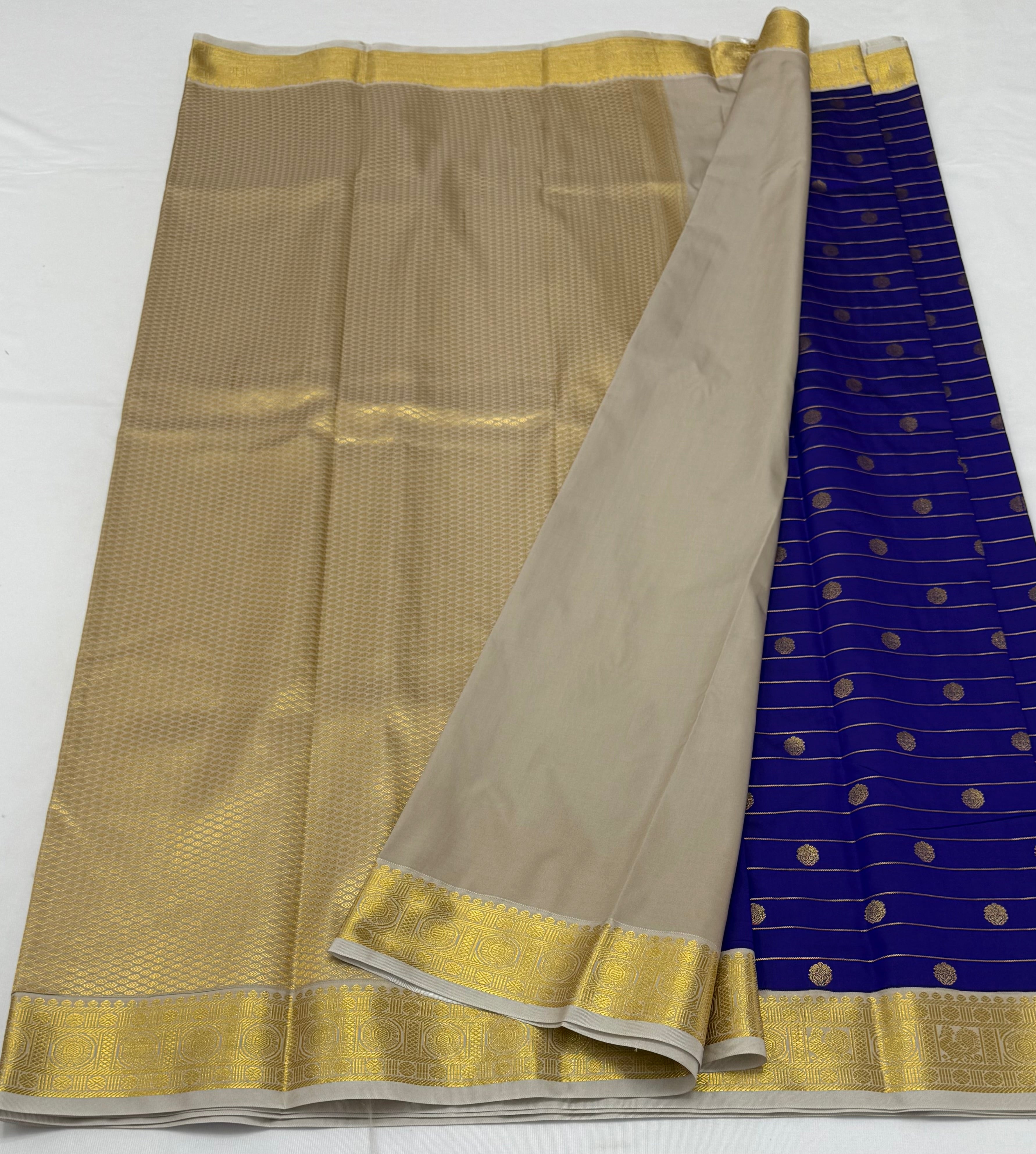 PREMIUM SEMI KANCHI SILK SAREE - ROYALBLUE