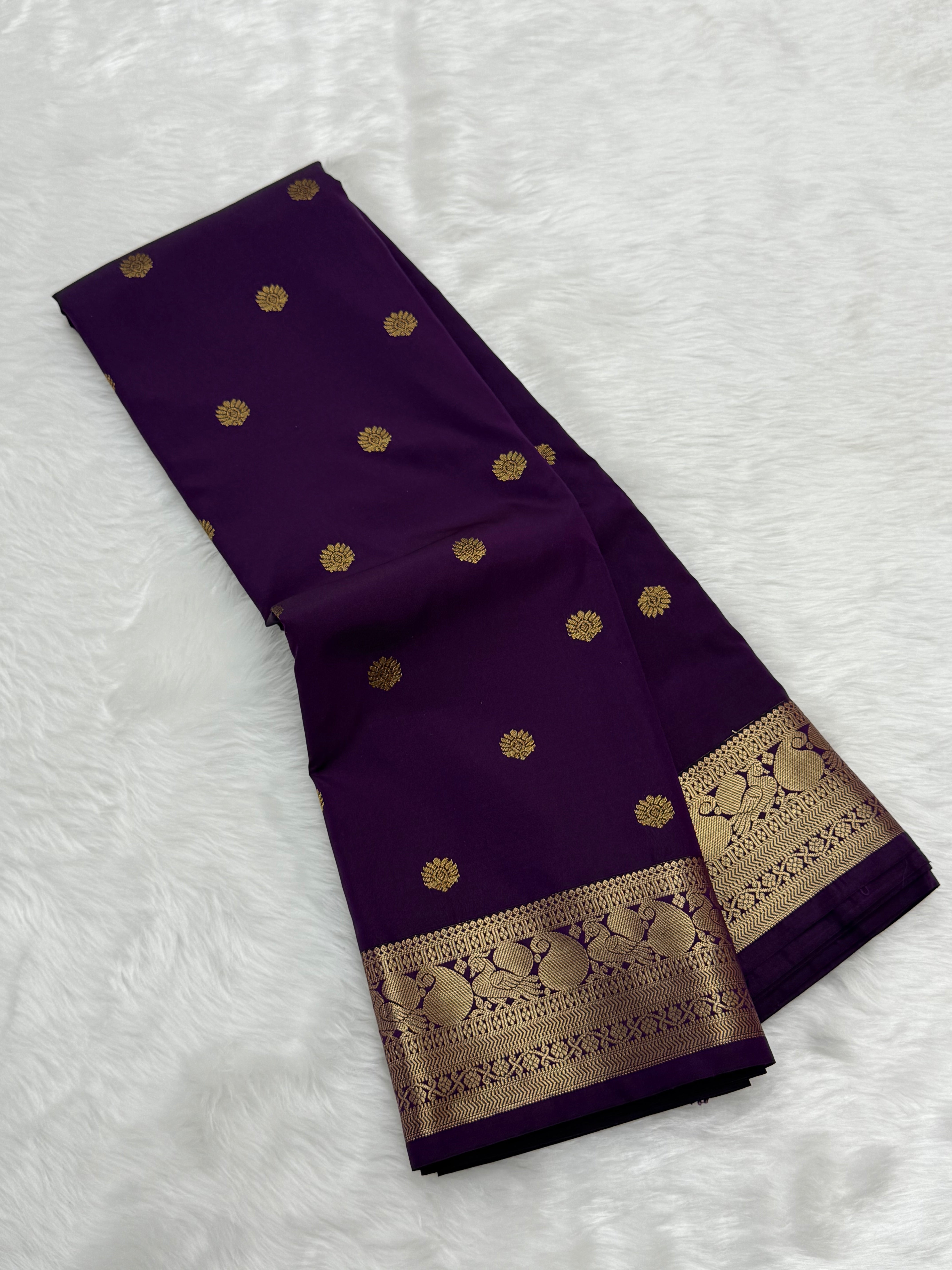 PREMIUM SEMI KANCHI SILK SAREE - DEEP PURPLE
