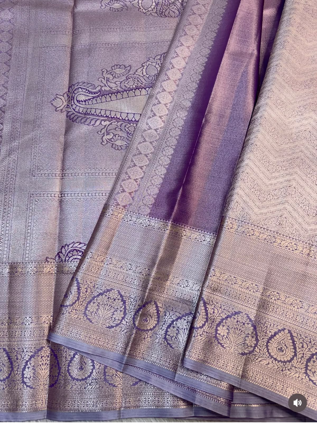 PREMIUM SEMI KANCHI TISSUE SILK SAREE - GOLDEN LAVENDER