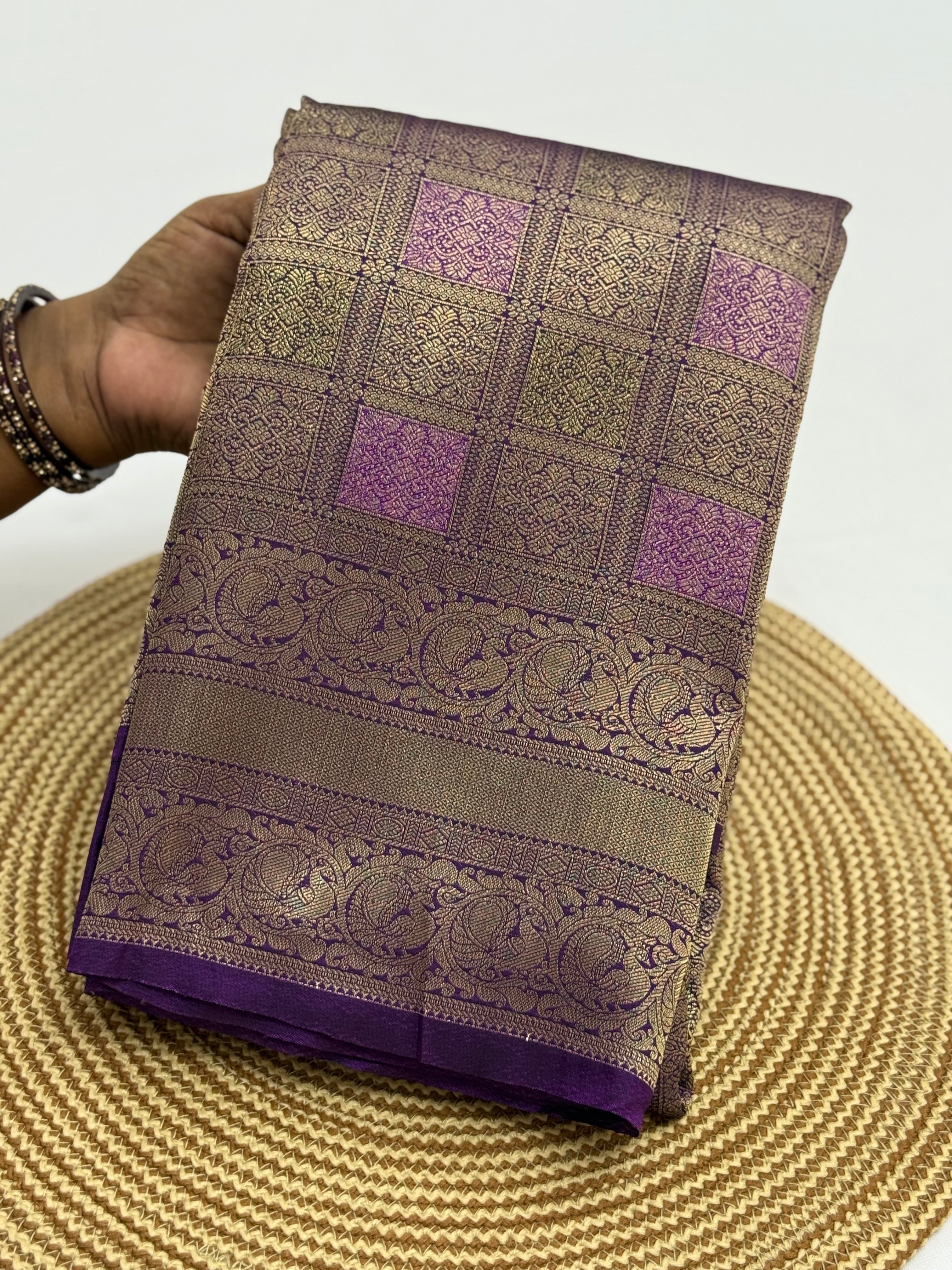 PREMIUM SEMI KANCHI SILK SAREE - DEEP PLUM