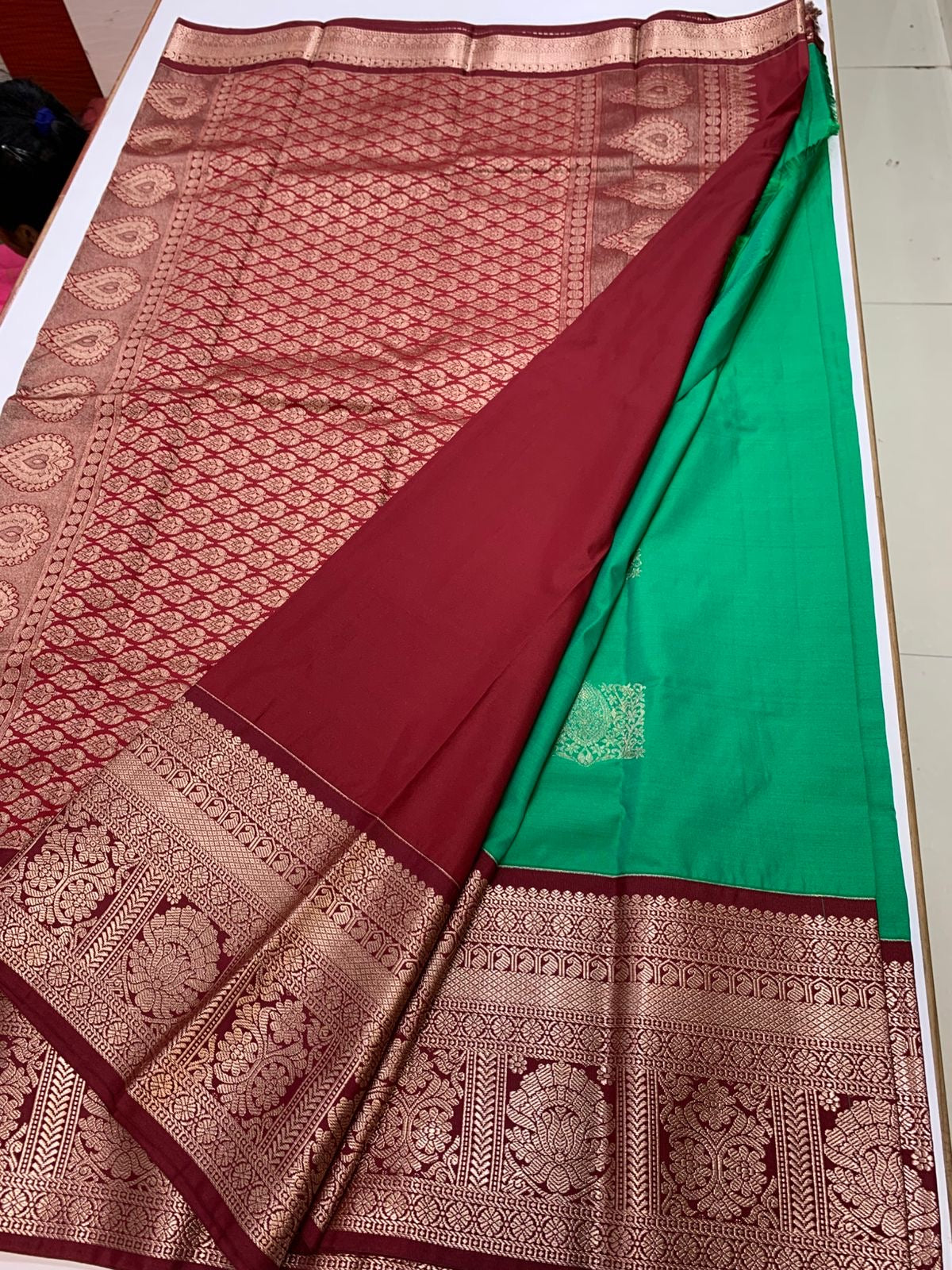 PREMIUM SEMI KANCHI SILK SAREE - GO GREEN