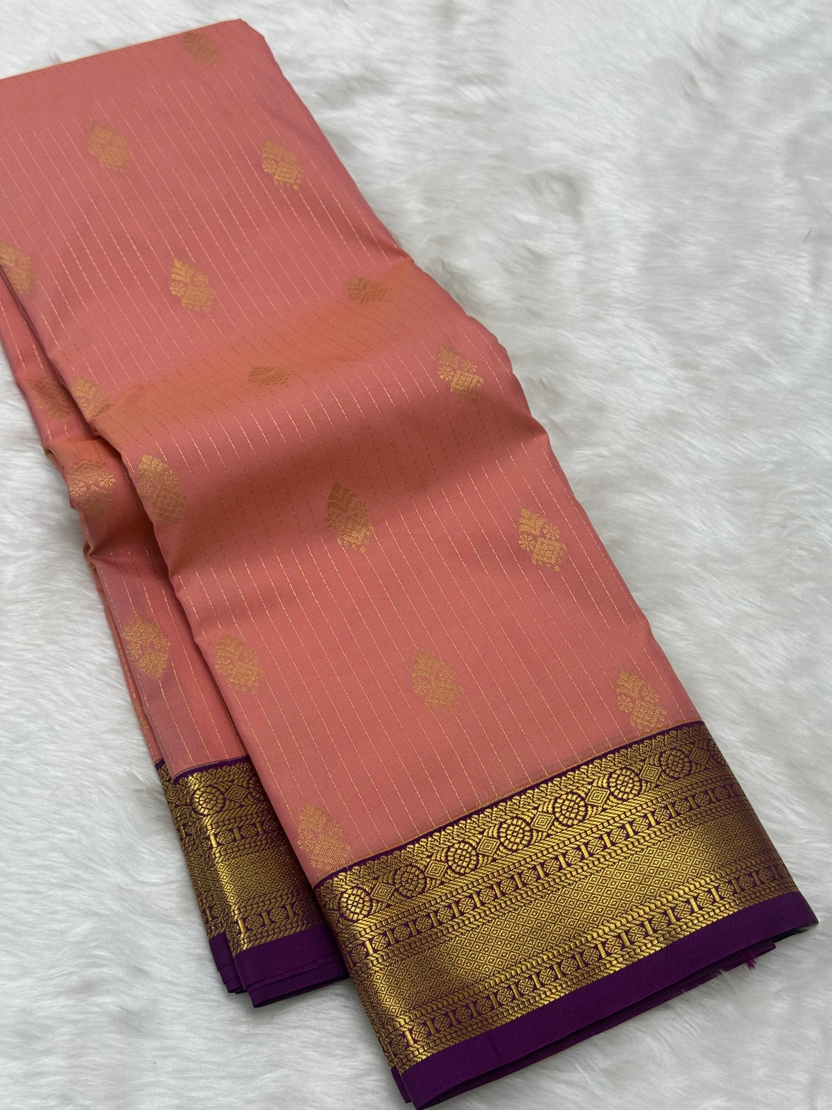 PREMIUM SEMI KANCHI SILK SAREE - SOFT PEACH