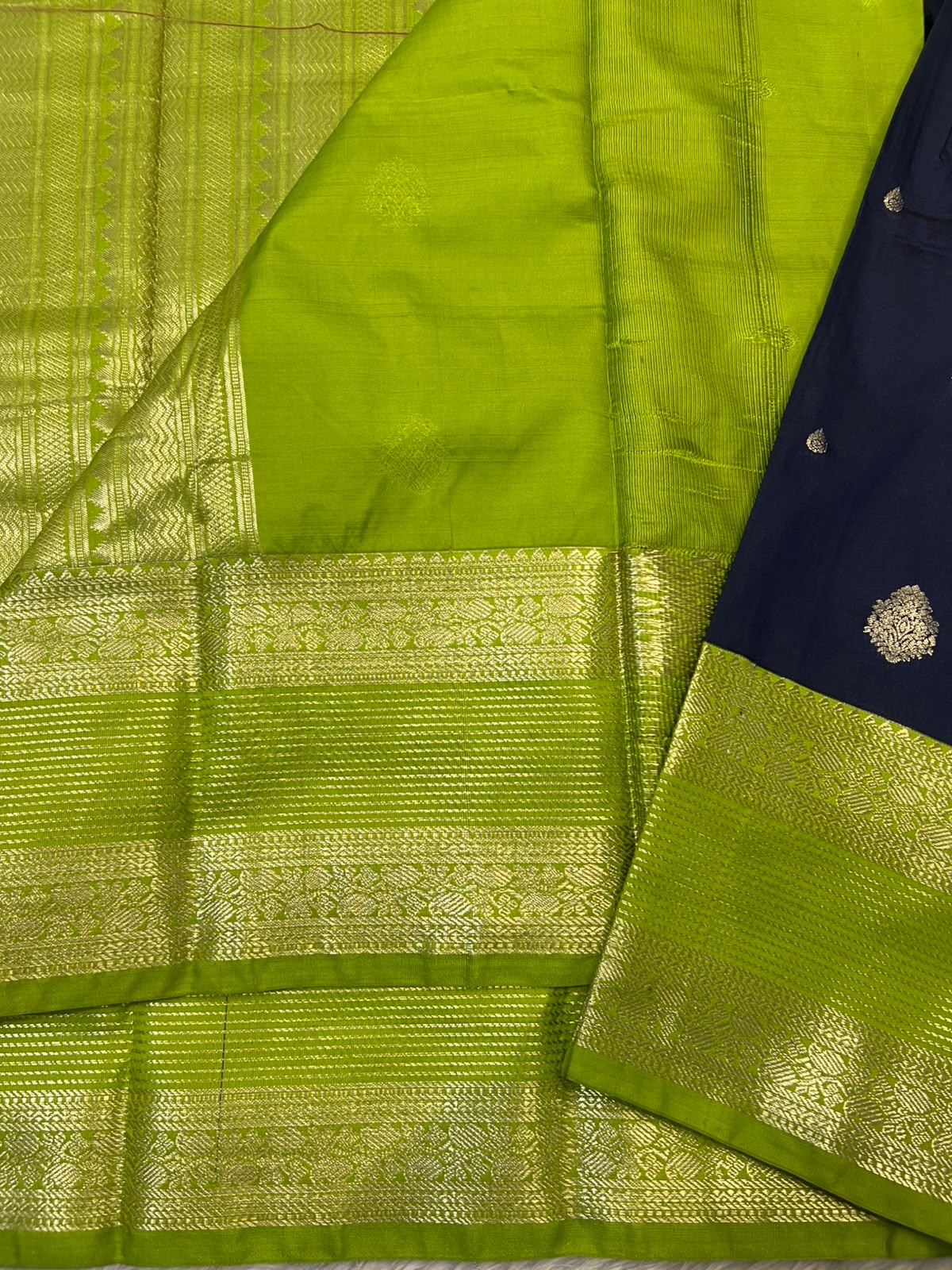 PREMIUM SEMI KANCHI SILK SAREE - NAVY BLUE