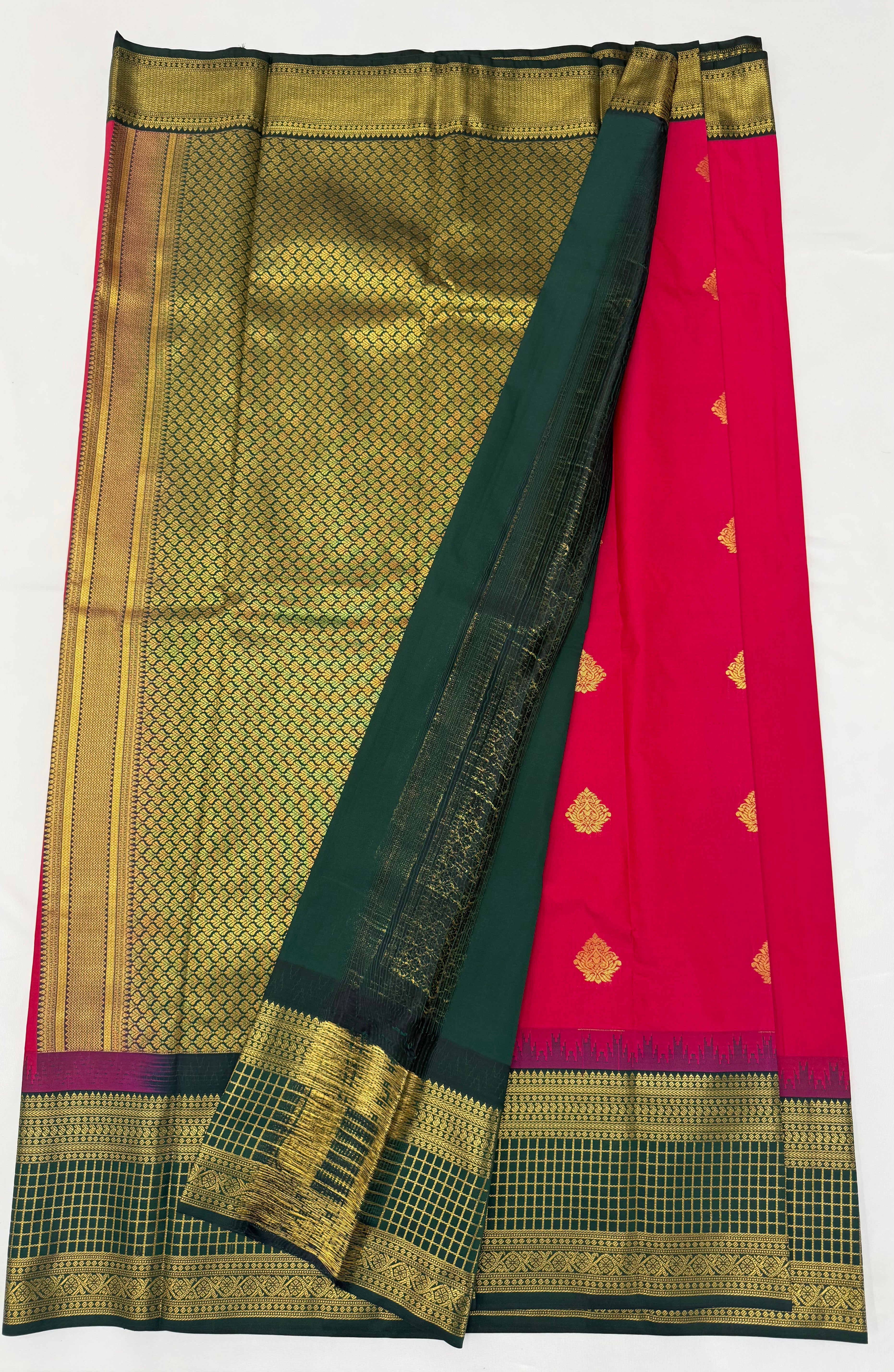 PREMIUM SEMI KANCHI SILK SAREE - MAGENTA