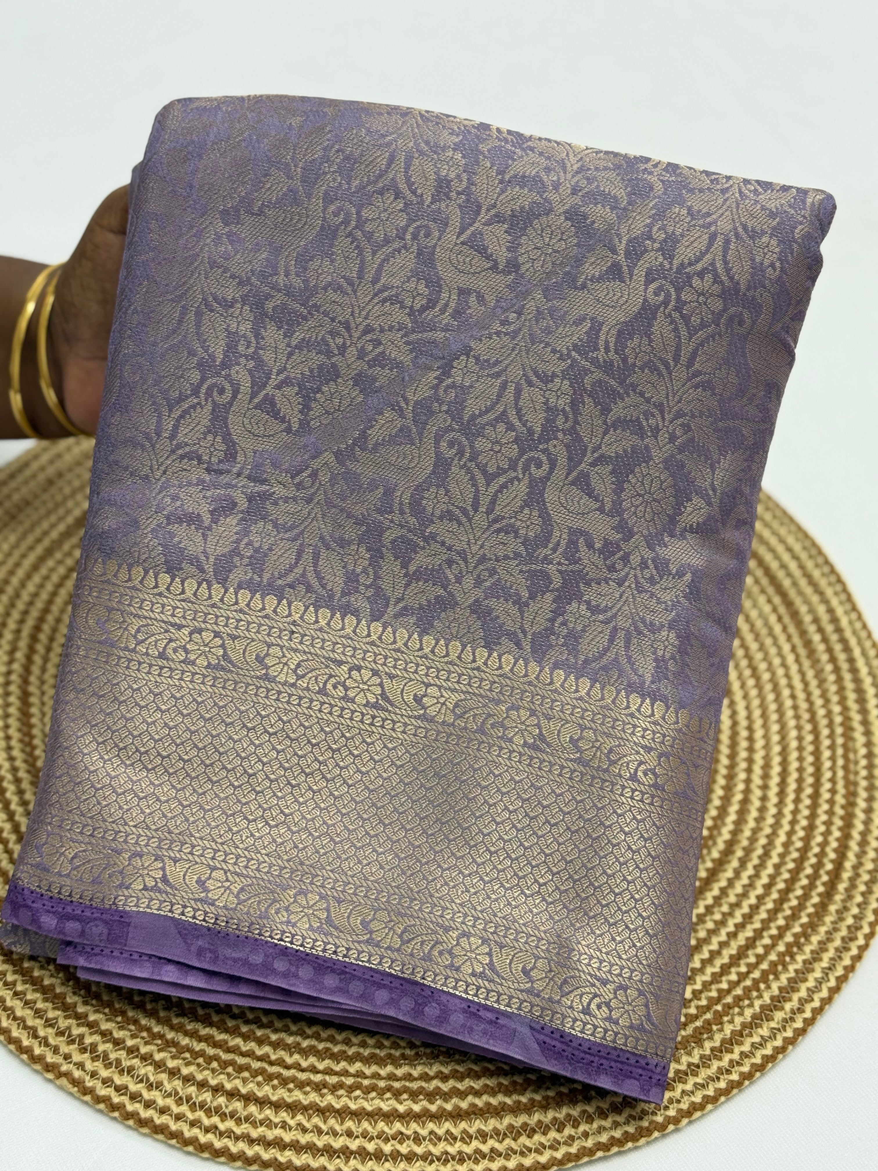 BEAUTIFUL SEMI BROCADE CREPE SILK SAREE - LAVENDER
