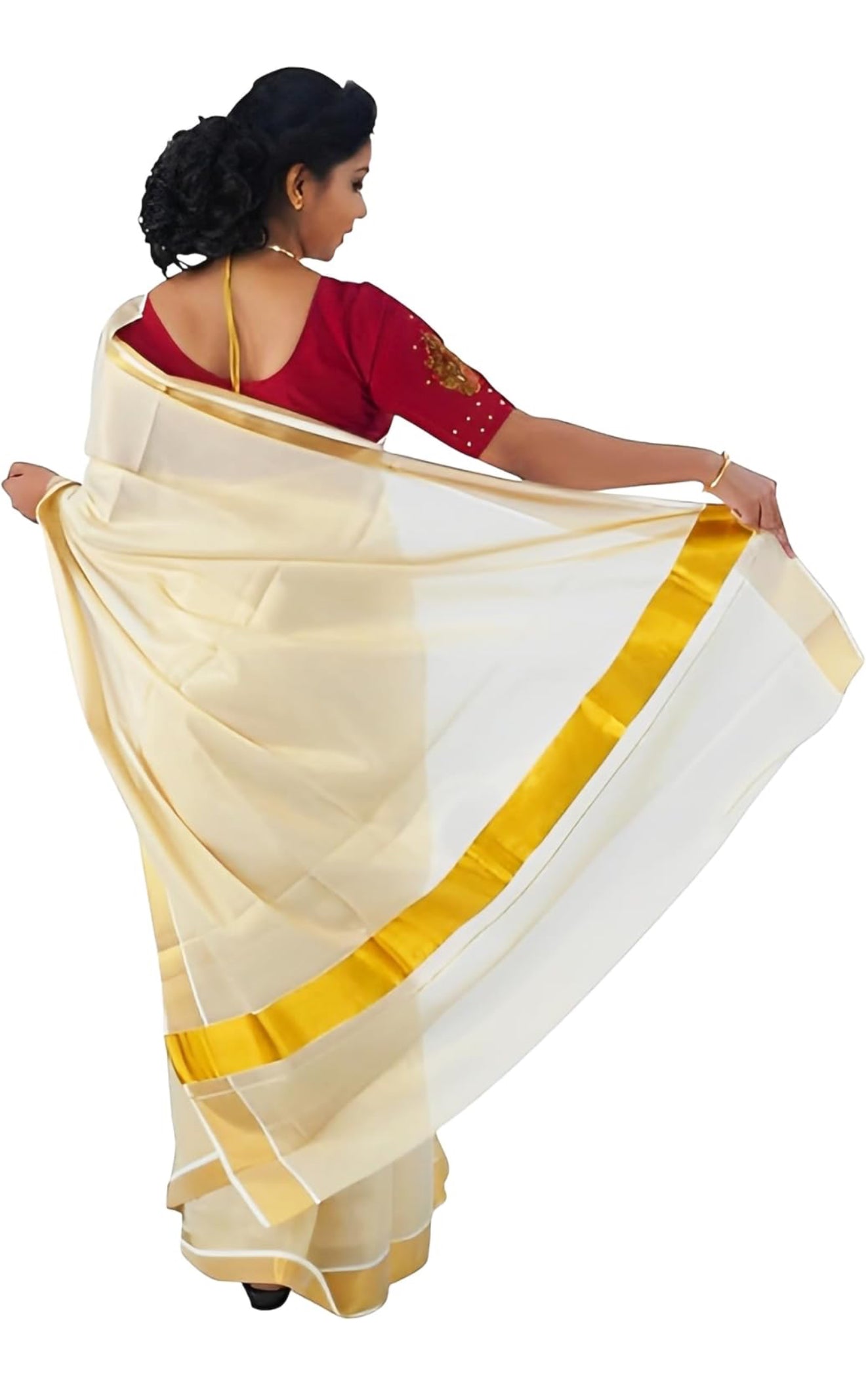 KASAVU PLAIN TISSUE SAREE - GOLD