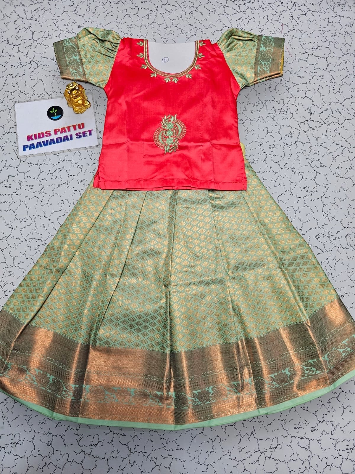 KIDS GIRL'S PATTU PAVADAI/READYMADE LEHENGA CHOLI SET