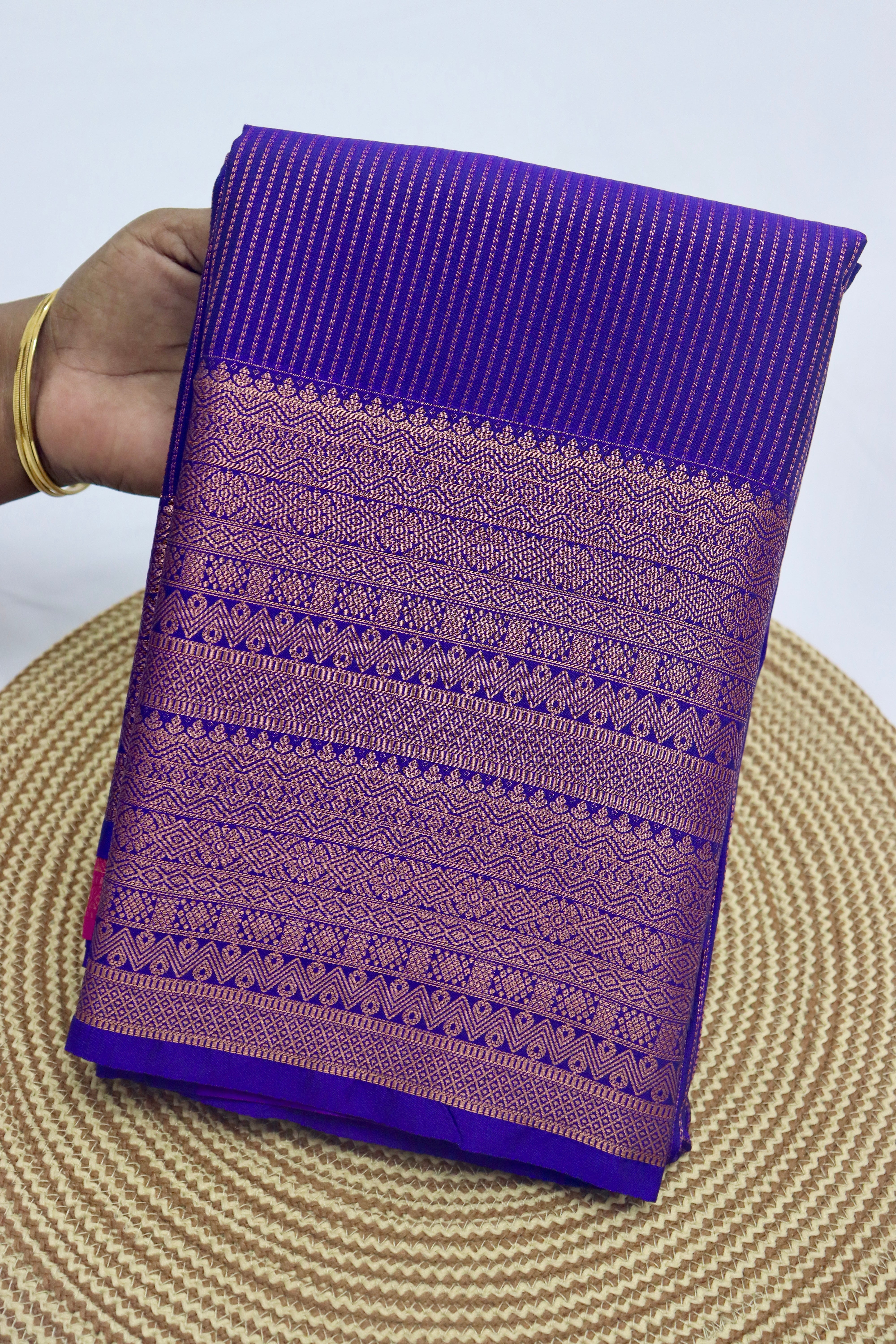 PREMIUM SEMI KANCHI SILK SAREE - ROYAL BLUE