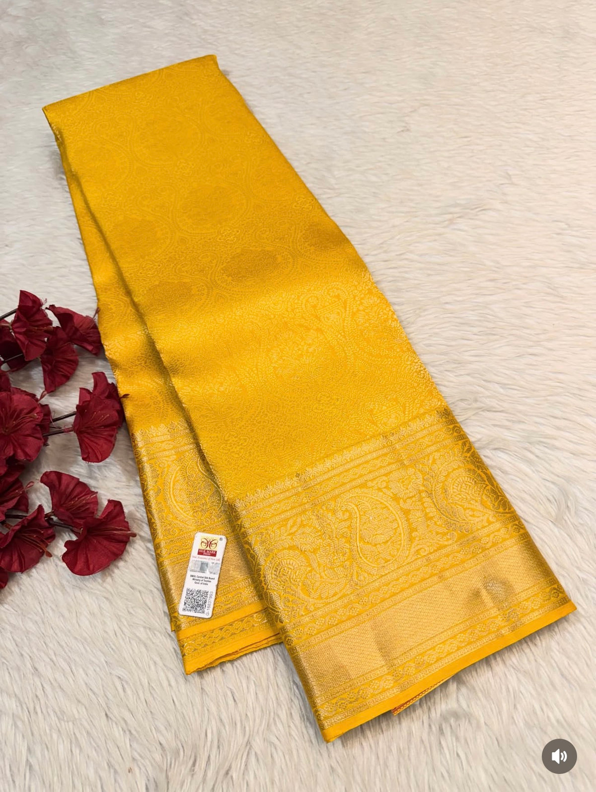 KANCHIPURAM PURE SILK SAREE | SILKMARK® CERTIFIED - GOLDEN YELLOW
