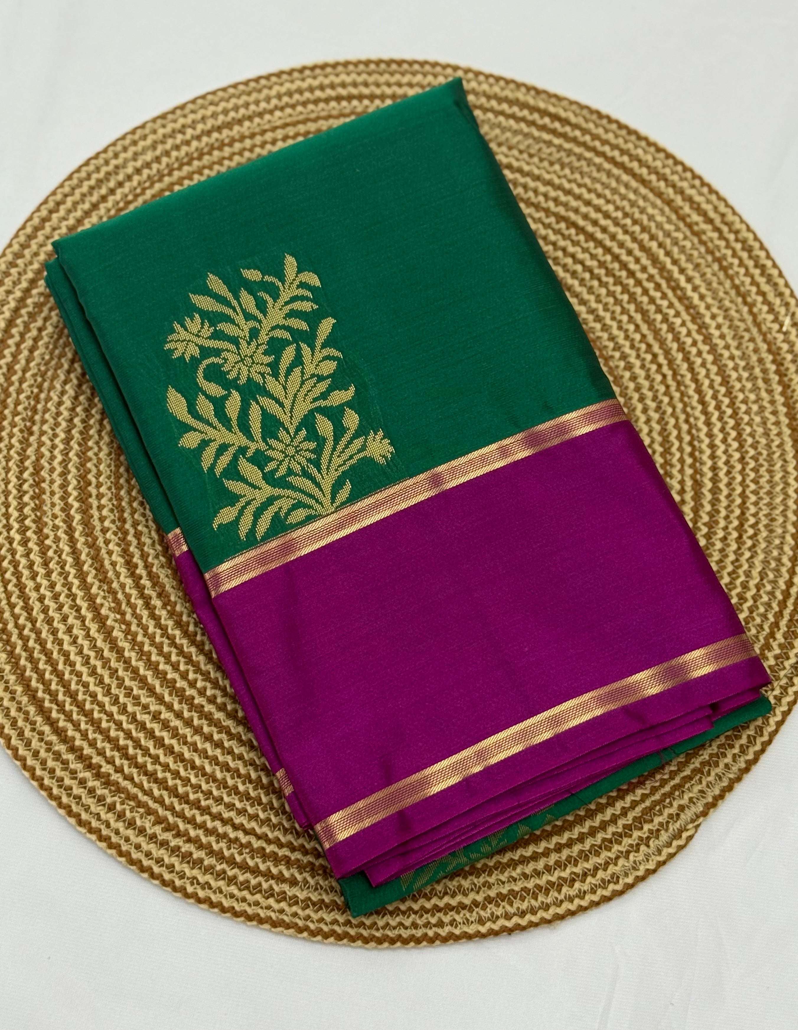 PREMIUM SEMI KANCHI SILK SAREE - SPANISH GREEN