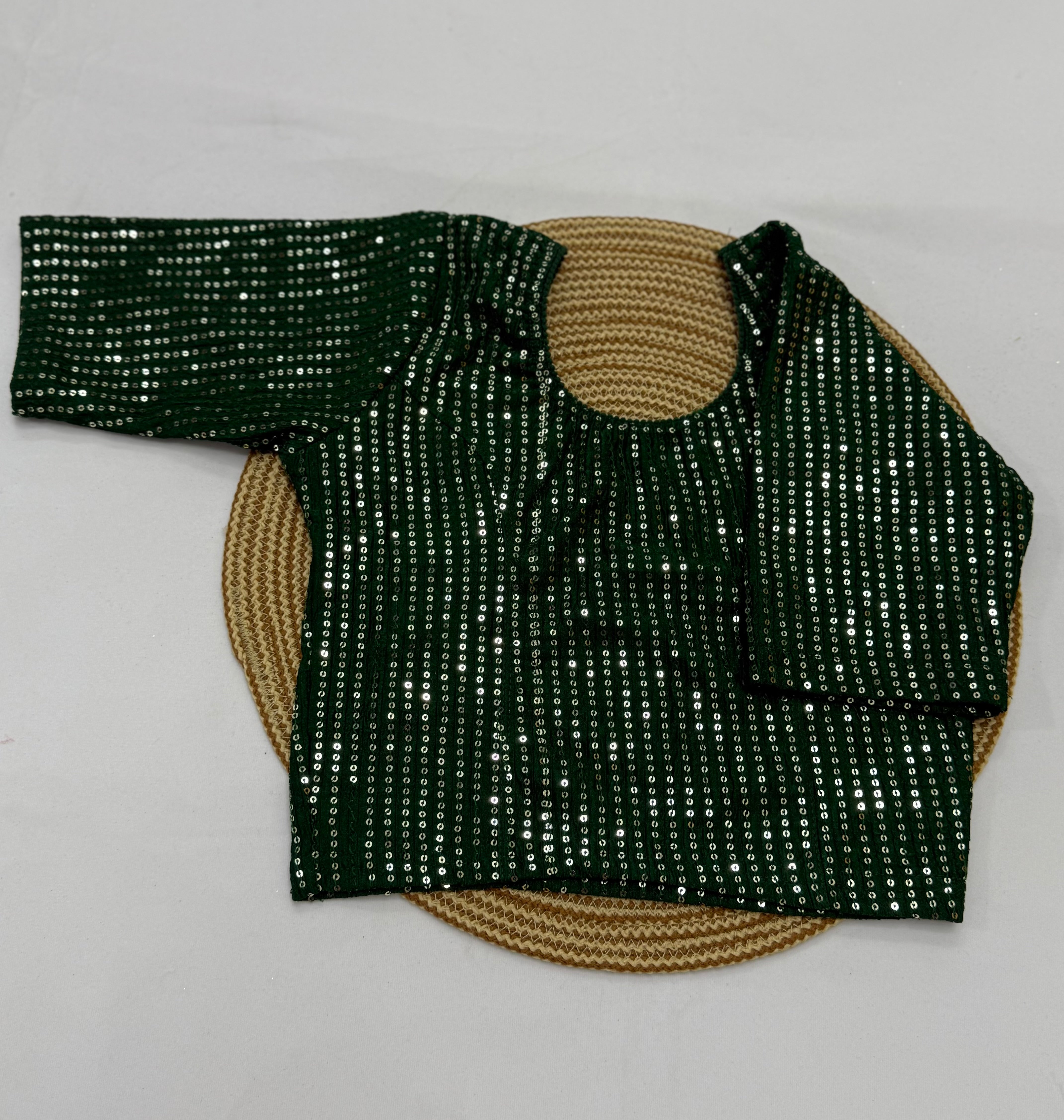 FANCY ELBOW SLEEVE STRETCHABLE BLOUSE