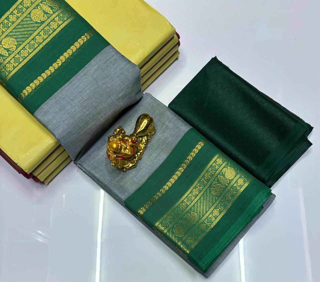 PURE KANCHI HANDLOOM COTTON SAREES - GREY