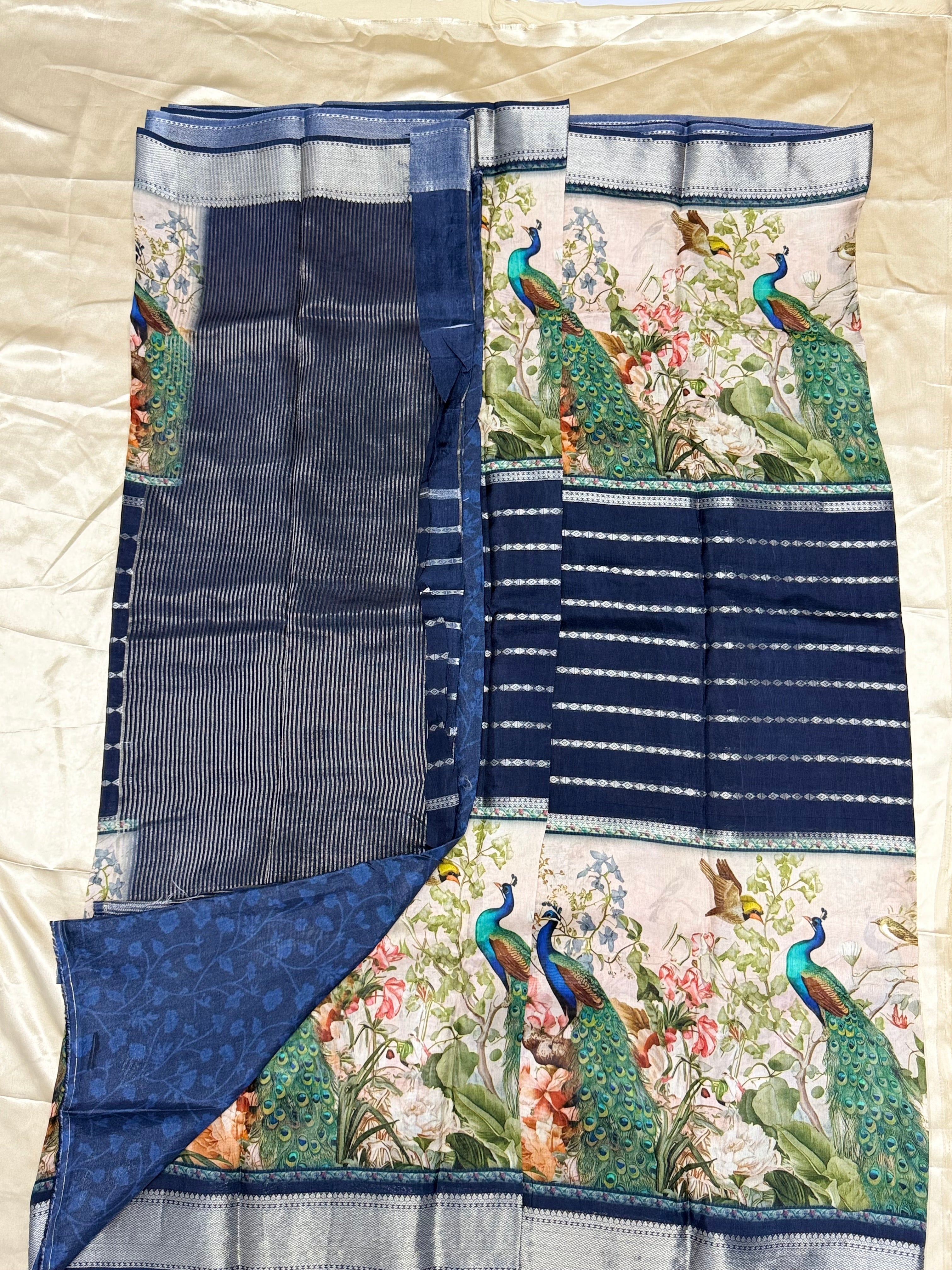 LUXURIOUS DIGITAL PRINTED PREMIUM SAREE - BLUE