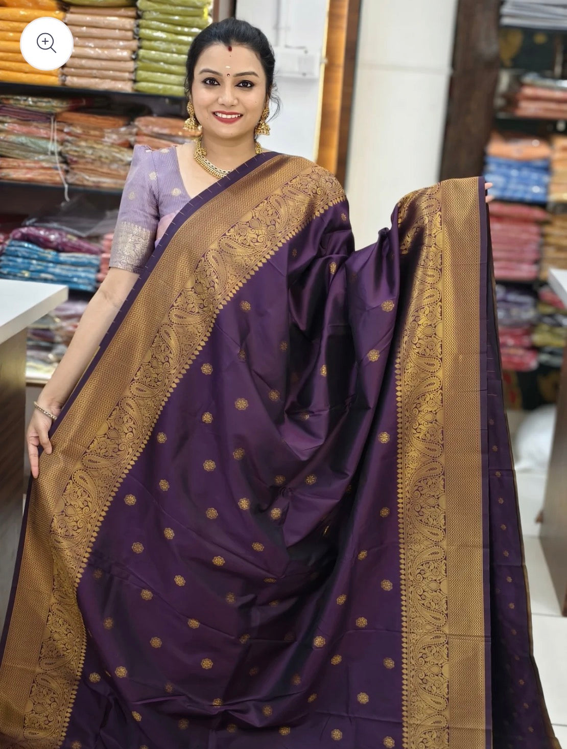 TRADITIONAL SEMI SILK SAREE - EGGPLANT