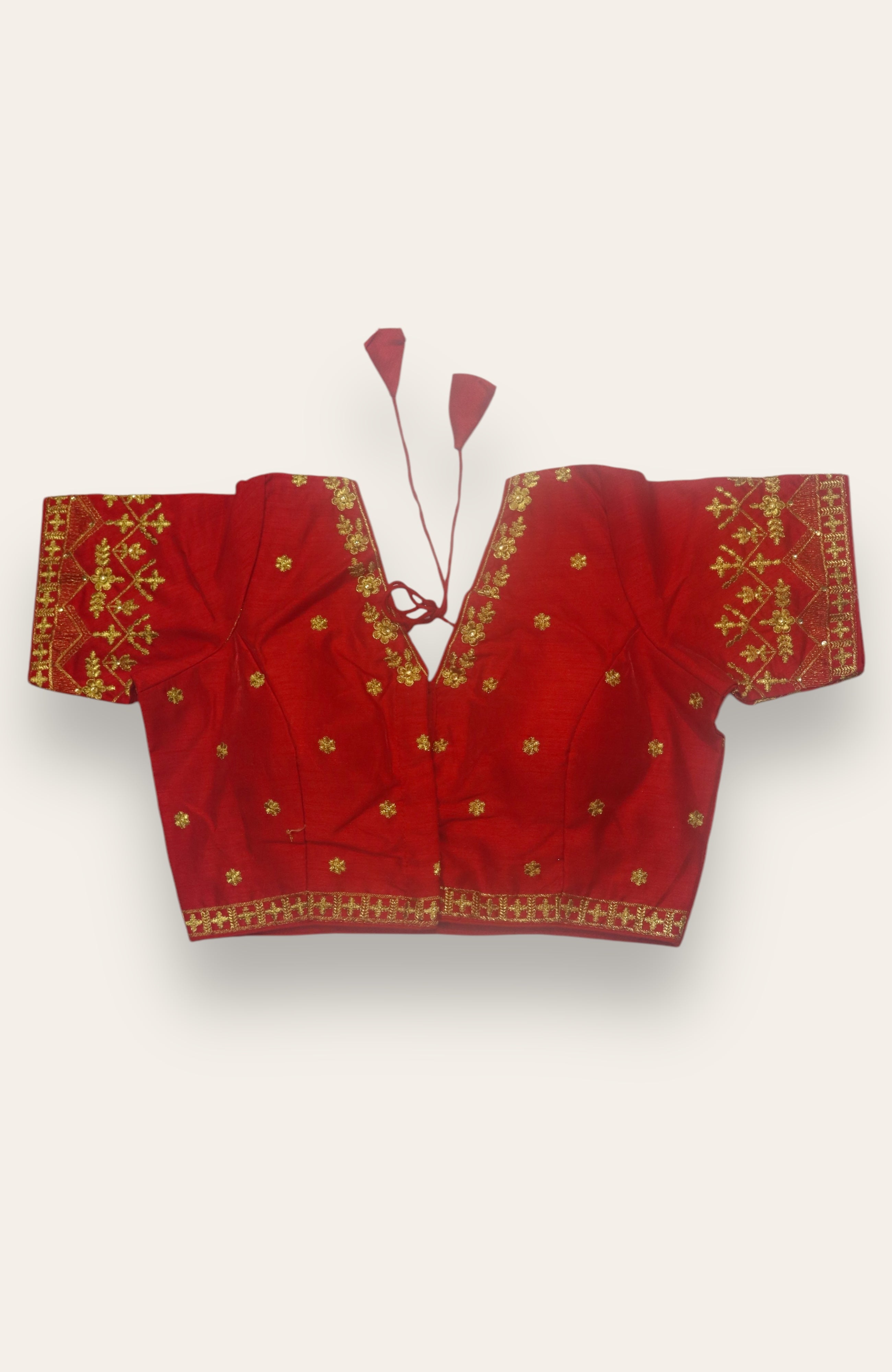 AARI WORK READYMADE SAREE BLOUSE - RED