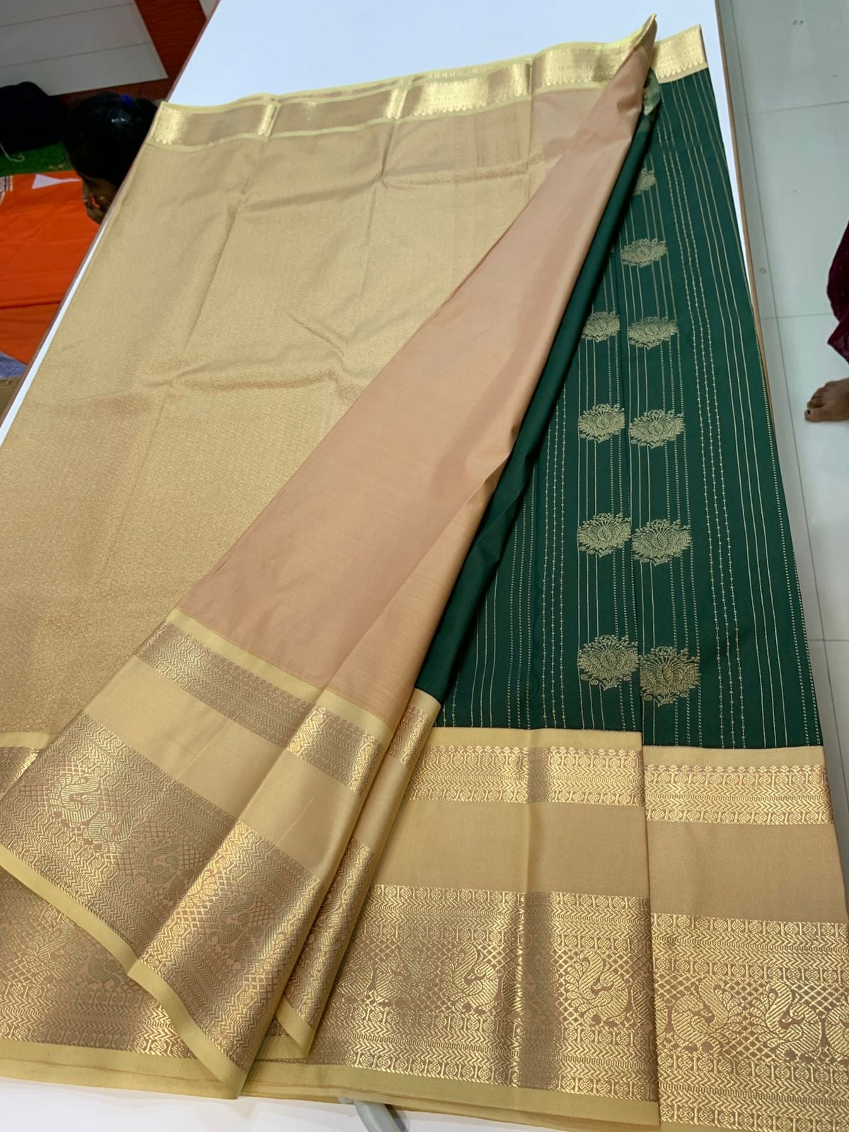 PREMIUM SEMI KANCHI SILK SAREE - PHTHALO