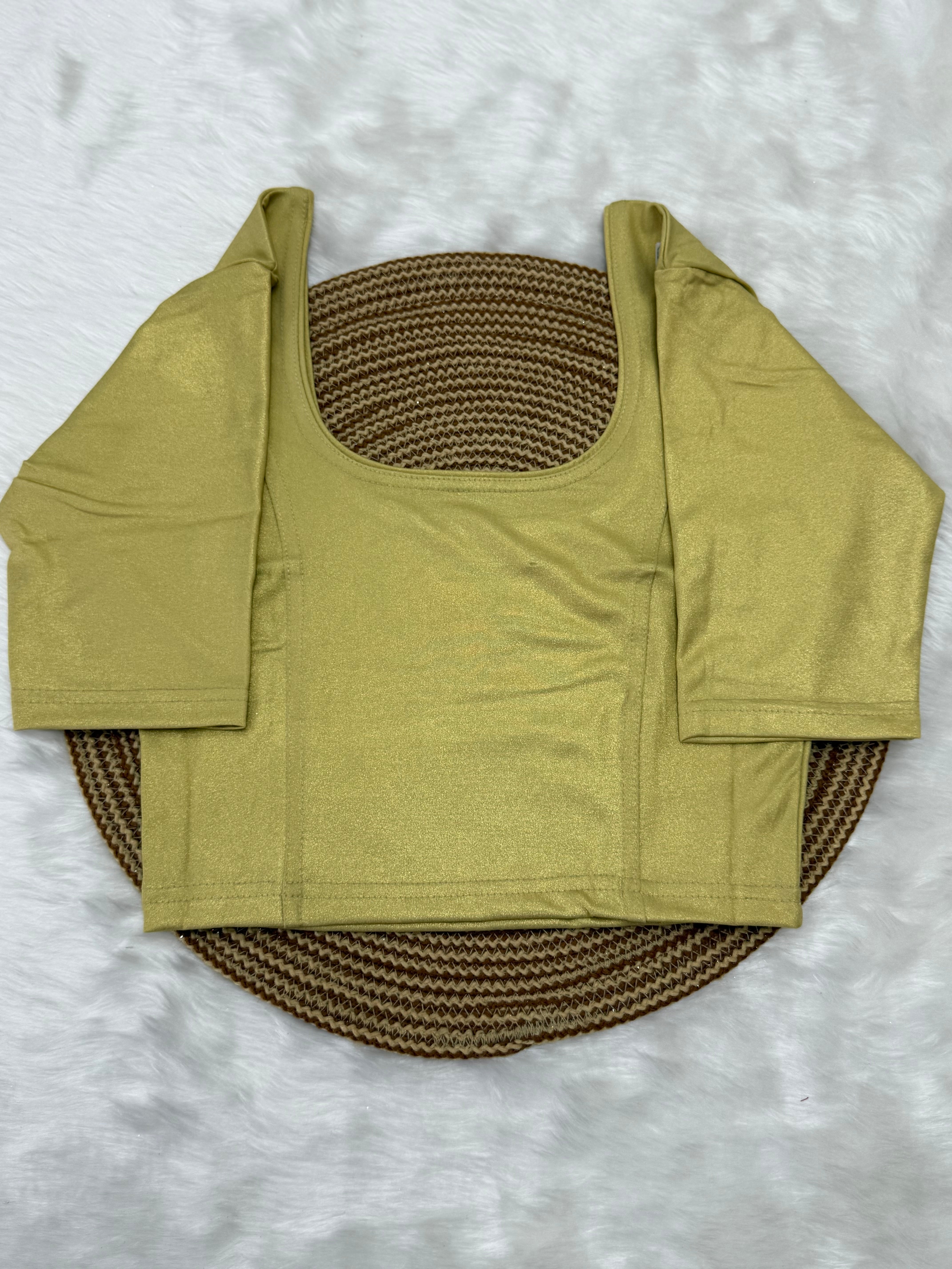 PLAIN ELBOW SLEEVE STRETCHABLE BLOUSE
