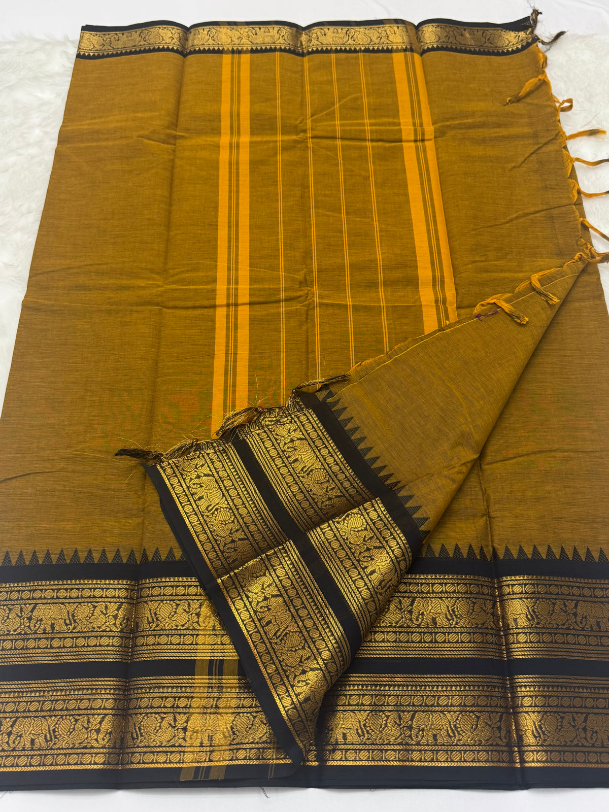 TRENDING PURE KANCHI COTTON SAREES - MUSTARD