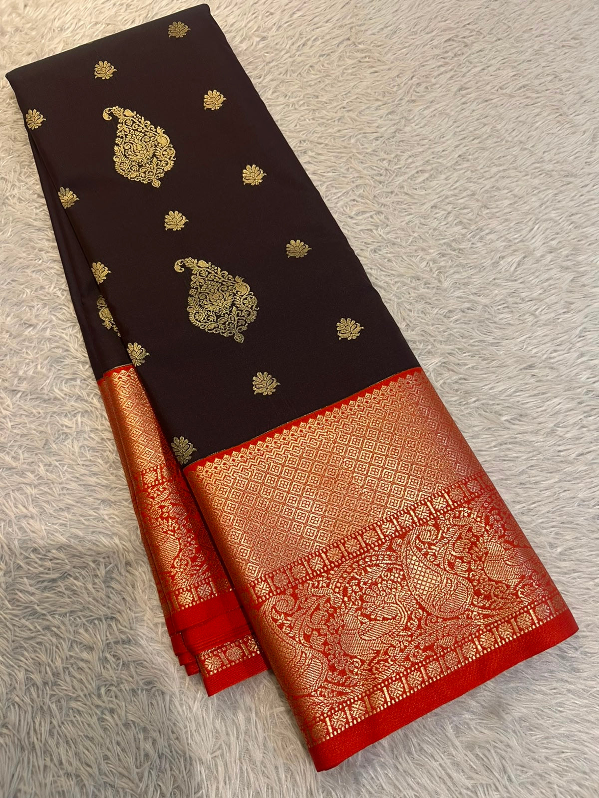 PREMIUM SEMI KANCHI SILK SAREE - BROWN