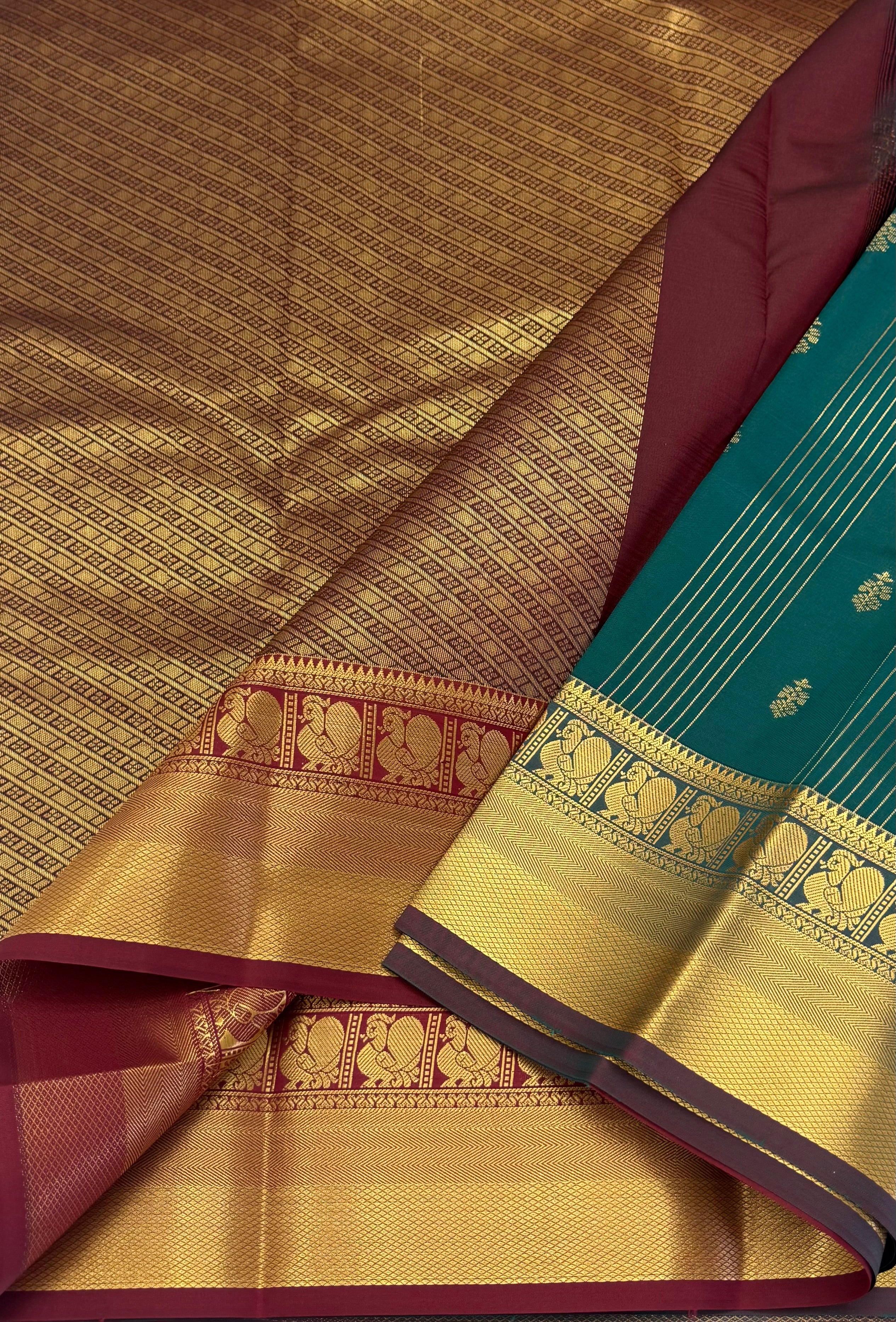 KARUNYA'S SPECIAL SOFT SILK SAREE - PEACOCK GREEN