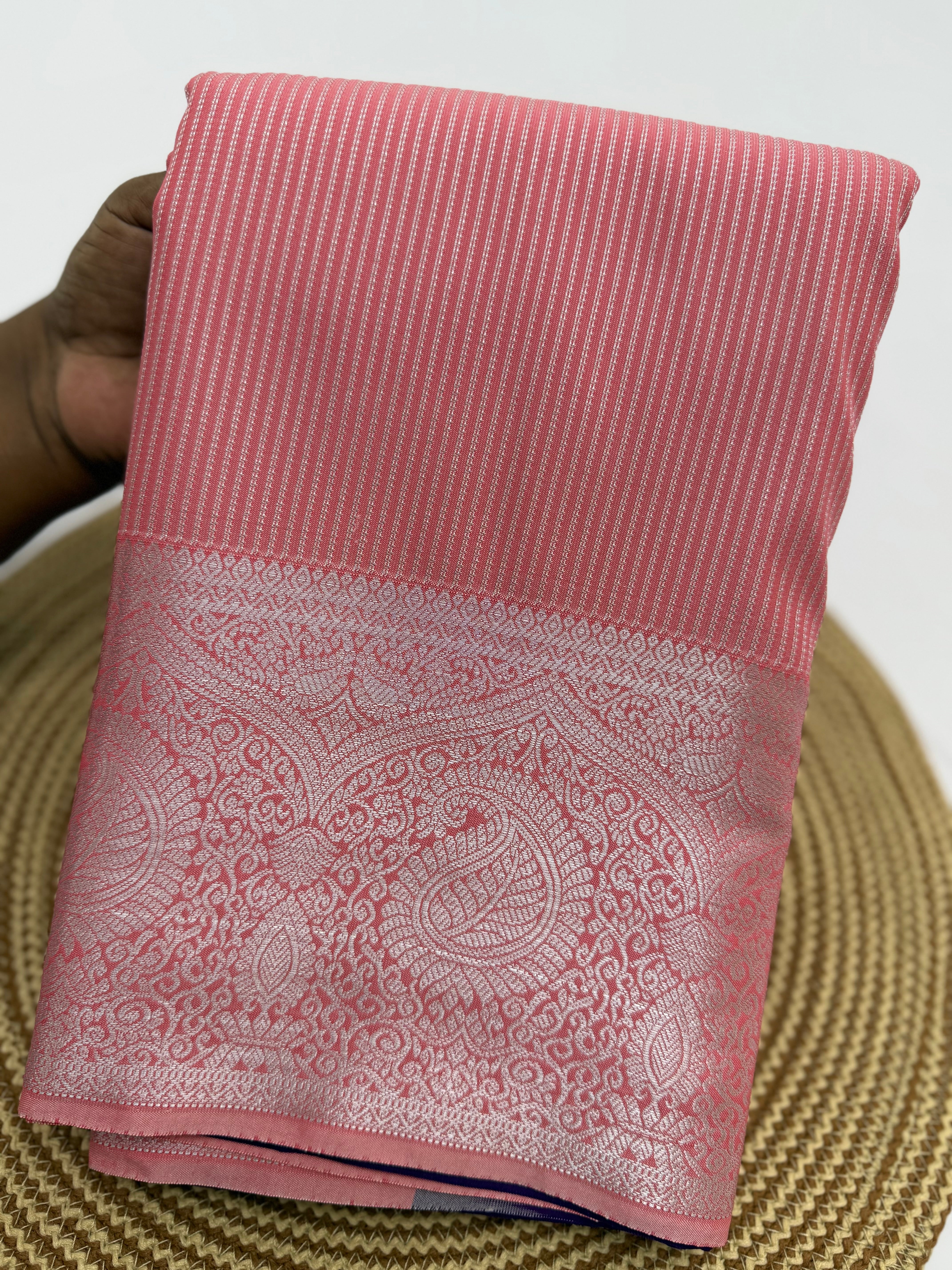 PREMIUM SEMI KANCHI SILK SAREE - ROSE
