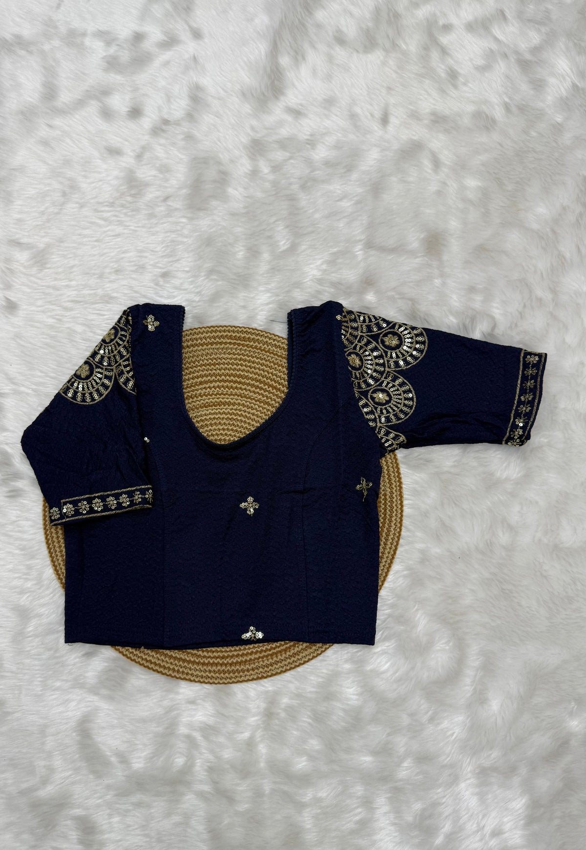 DESIGNER STRETCHABLE BLOUSE - NAVY BLUE