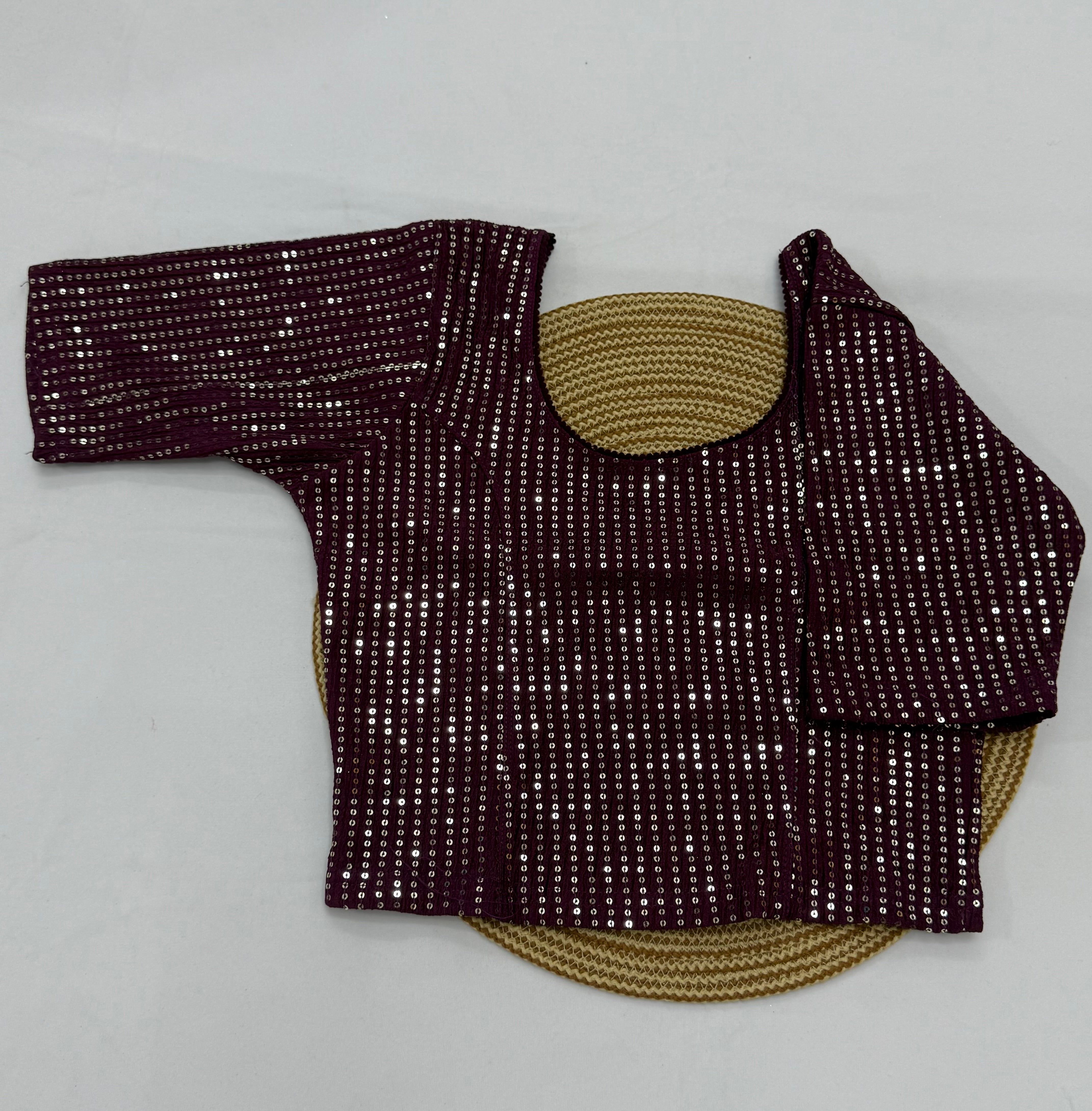 FANCY ELBOW SLEEVE STRETCHABLE BLOUSE