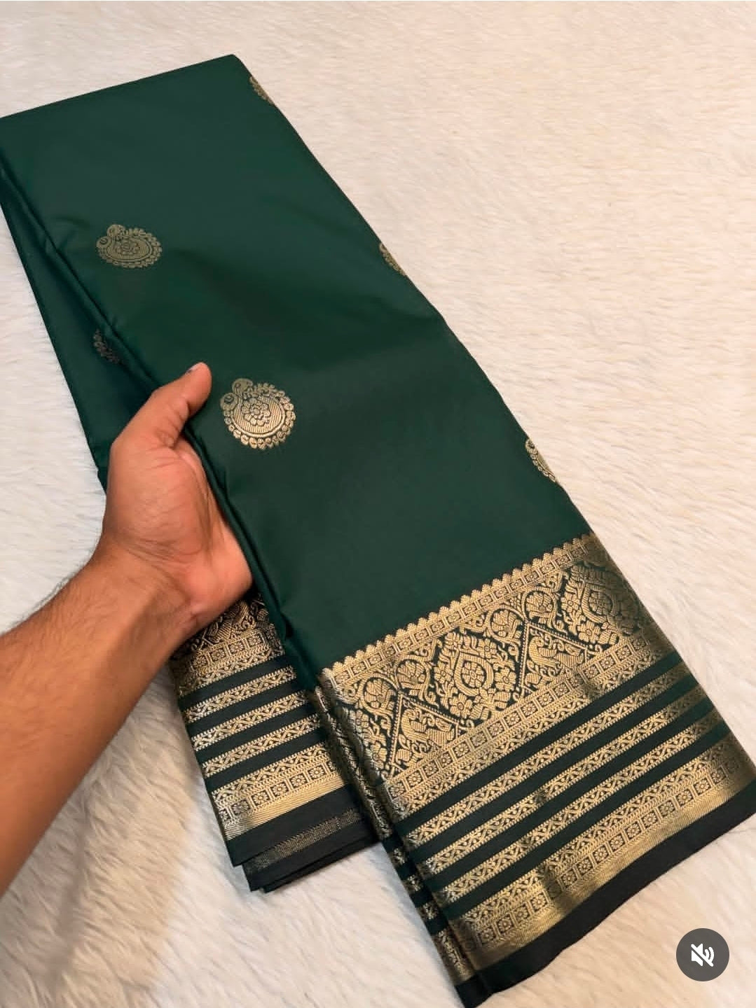 PREMIUM SEMI KANCHI SILK SAREE - SACRAMENTO GREEN
