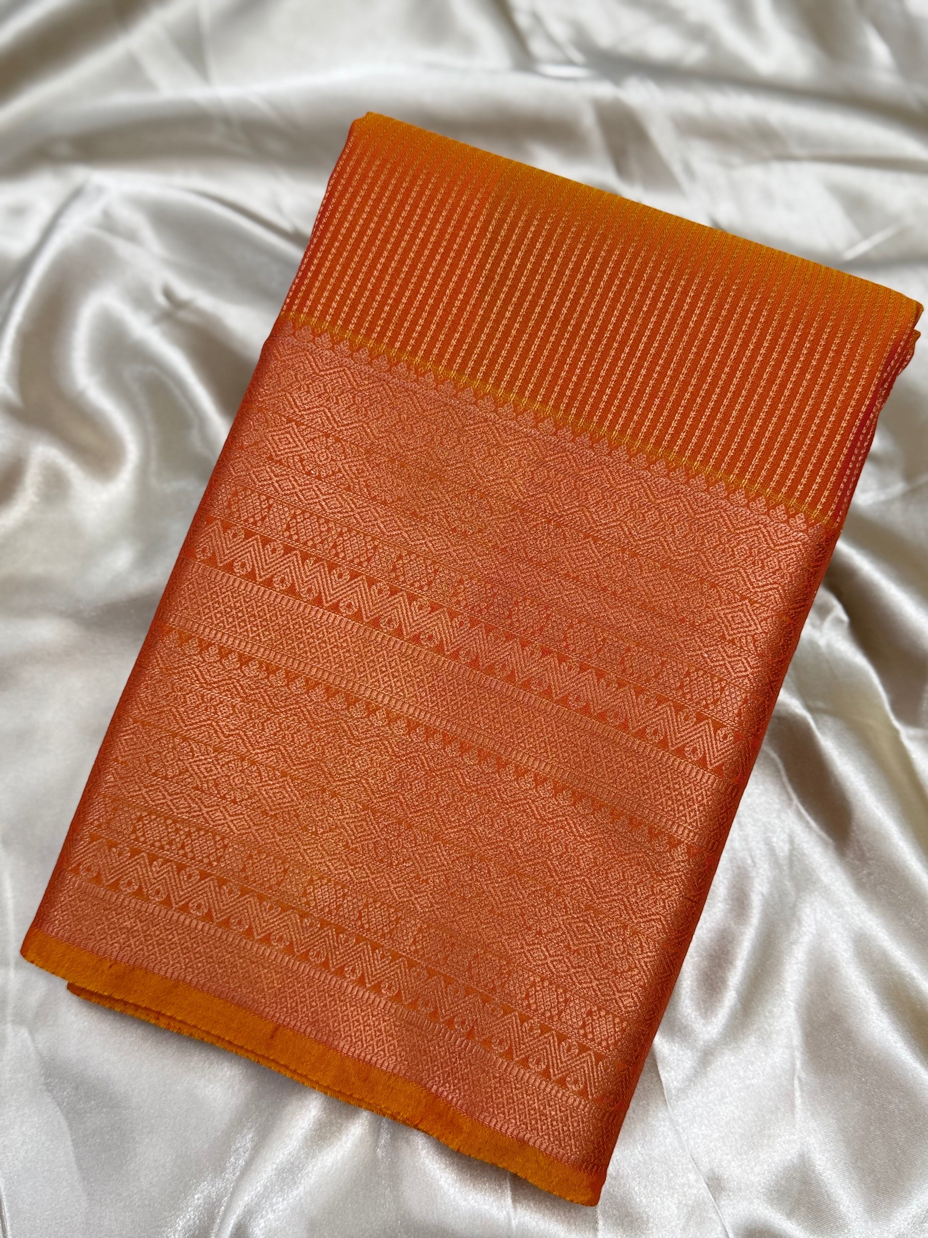 PREMIUM SEMI KANCHI SILK SAREE - ORANGE
