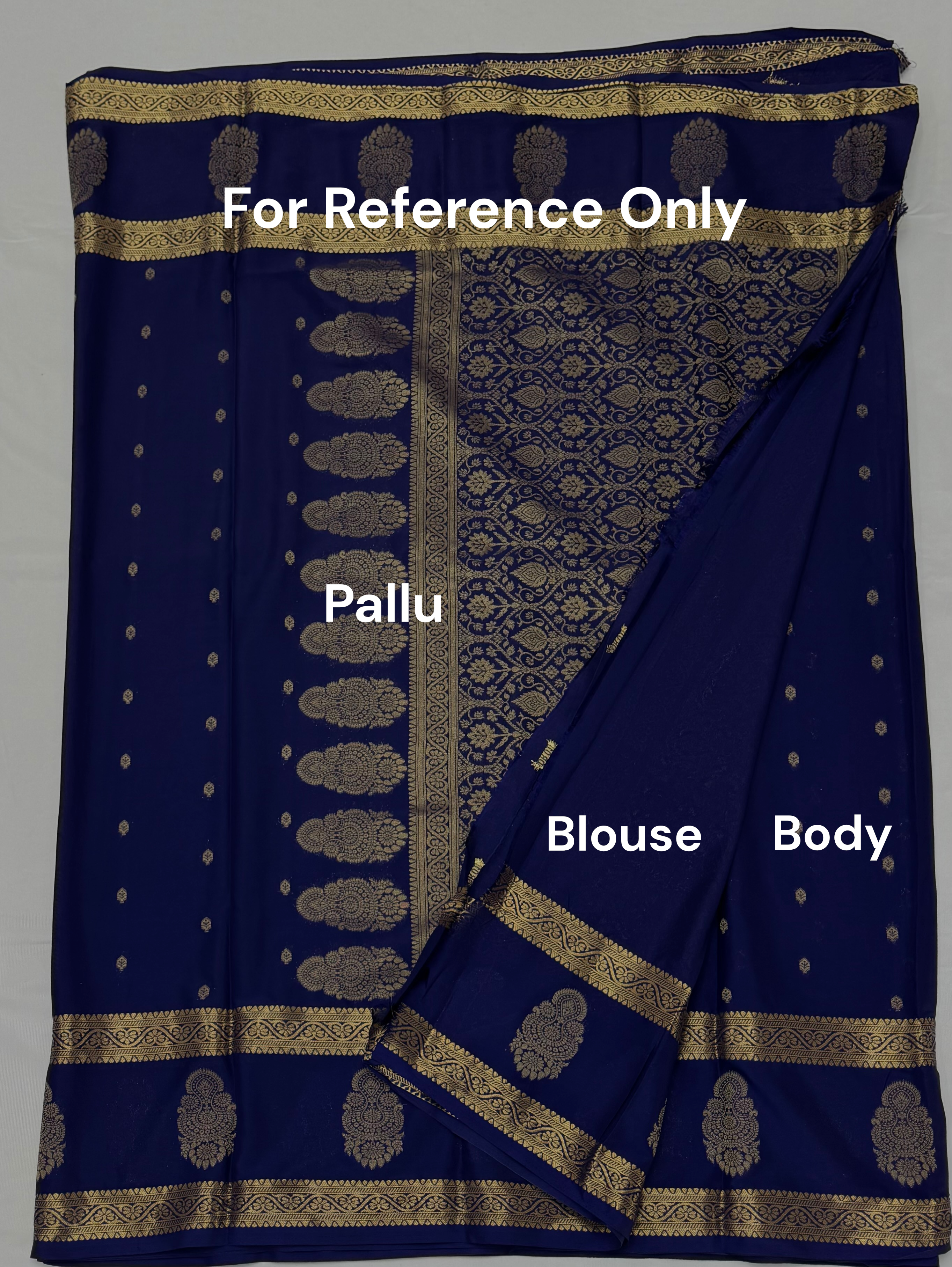 BEAUTIFUL SATIN CREPE SILK SAREE - ROYAL BLUE