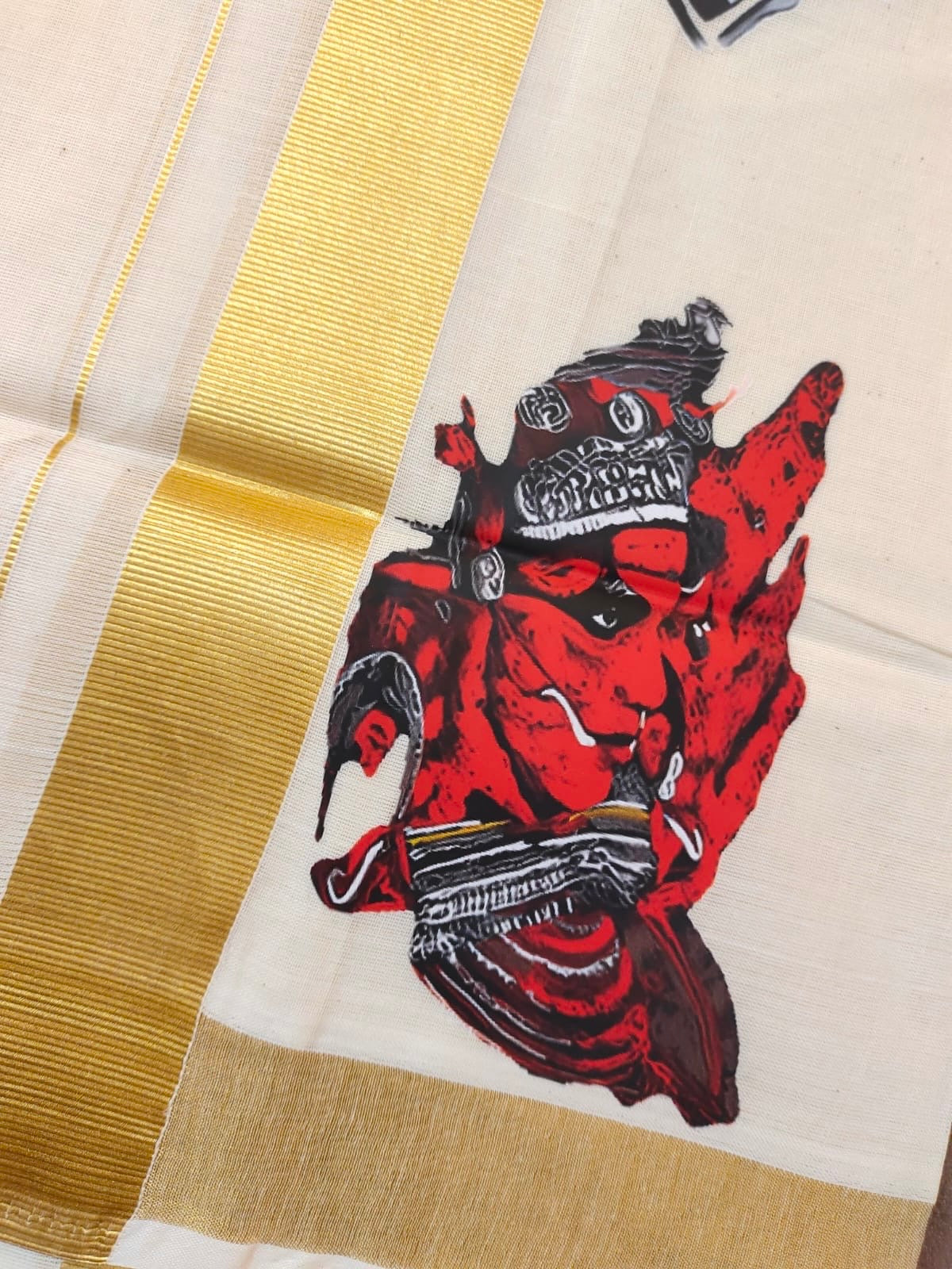PREMIUM GOLDEN KASAVU PRINTED DOUBLE MUNDU