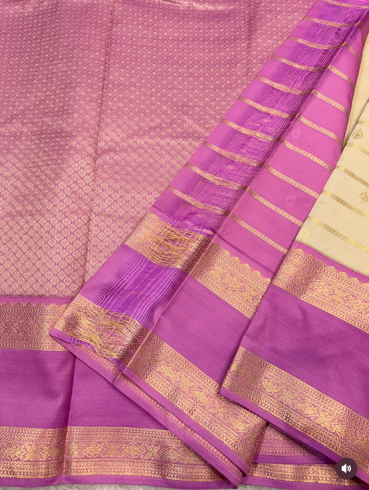 PREMIUM SEMI KANCHI SILK SAREE - CREAM