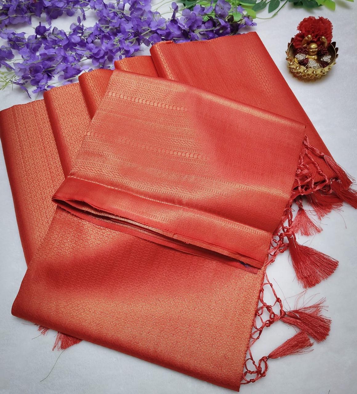 PREMIUM KUBERA PATTU SILK SAREE - ORANGE