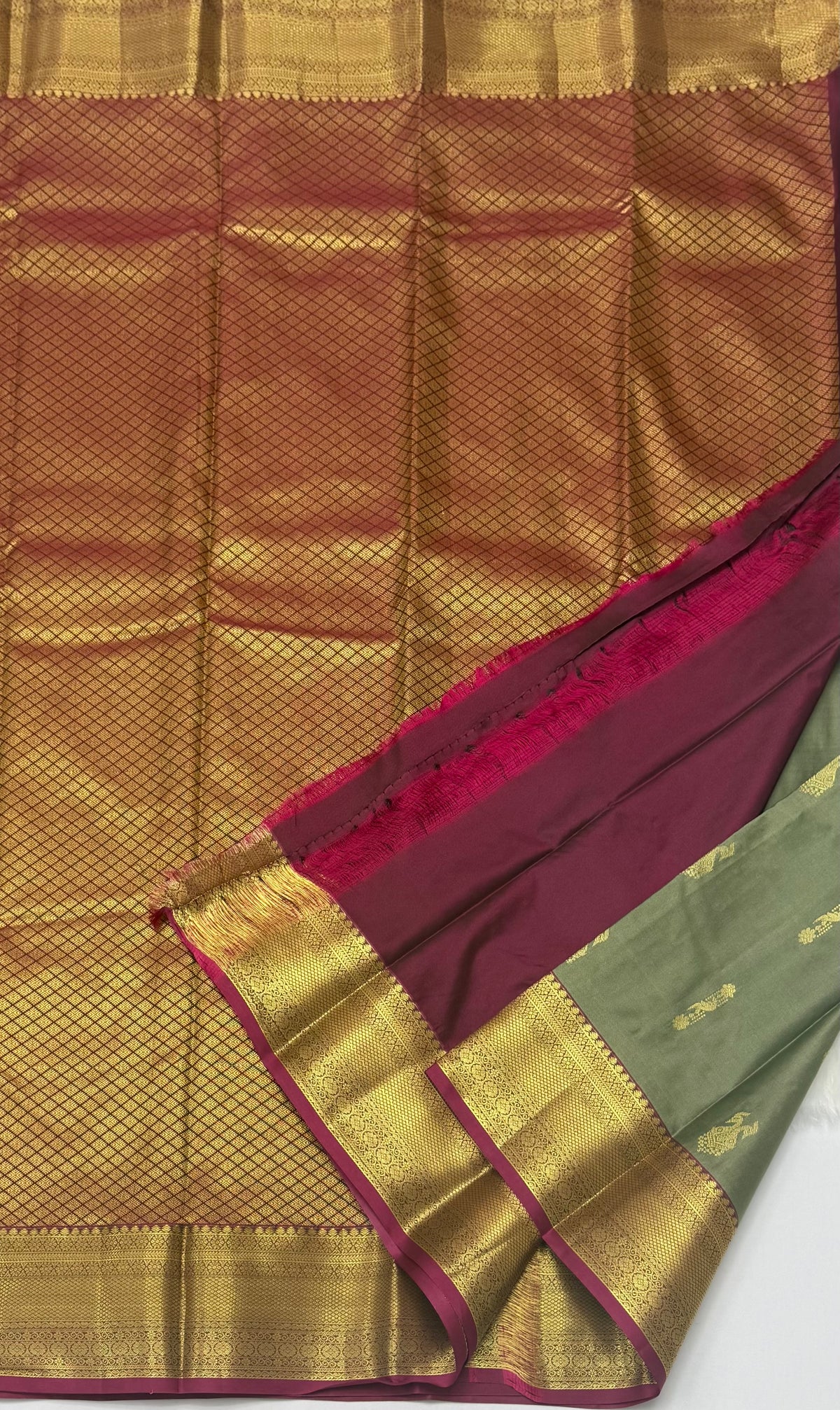 PREMIUM SEMI KANCHI SILK SAREE - SAGE GREEN