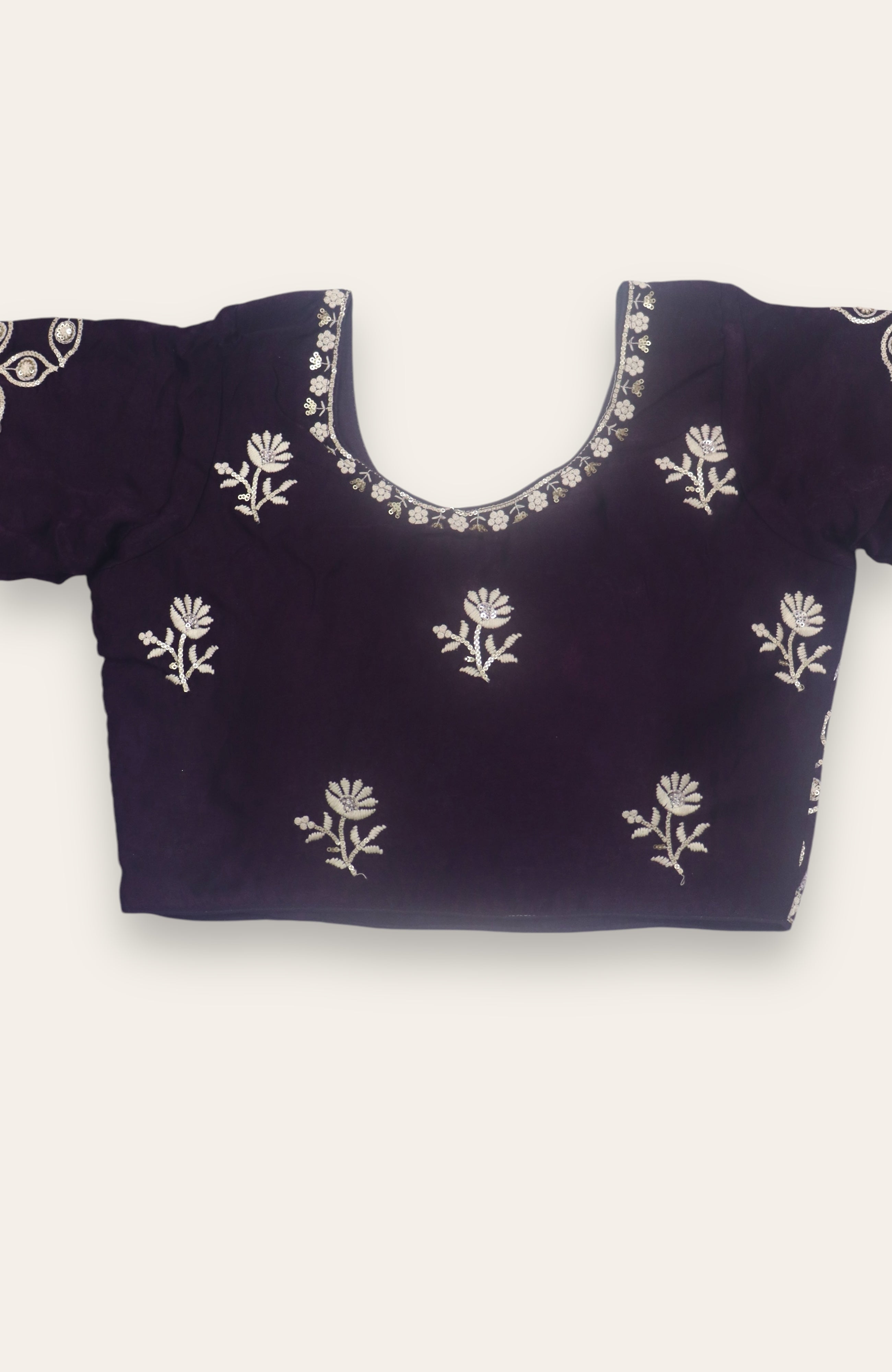 FANCY READYMADE SAREE BLOUSE - EGGPLANT