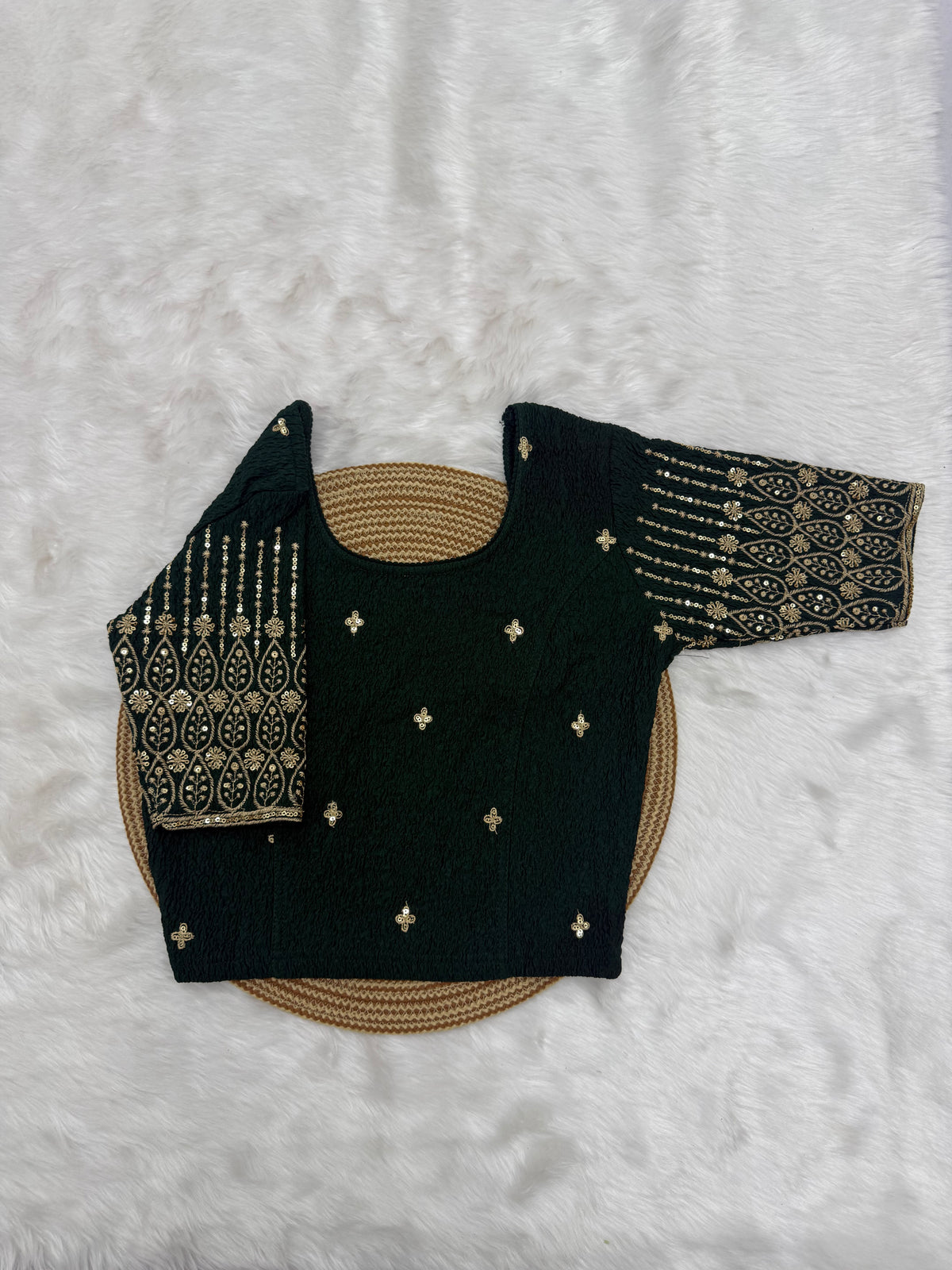 DESIGNER STRETCHABLE BLOUSE - FOREST GREEN