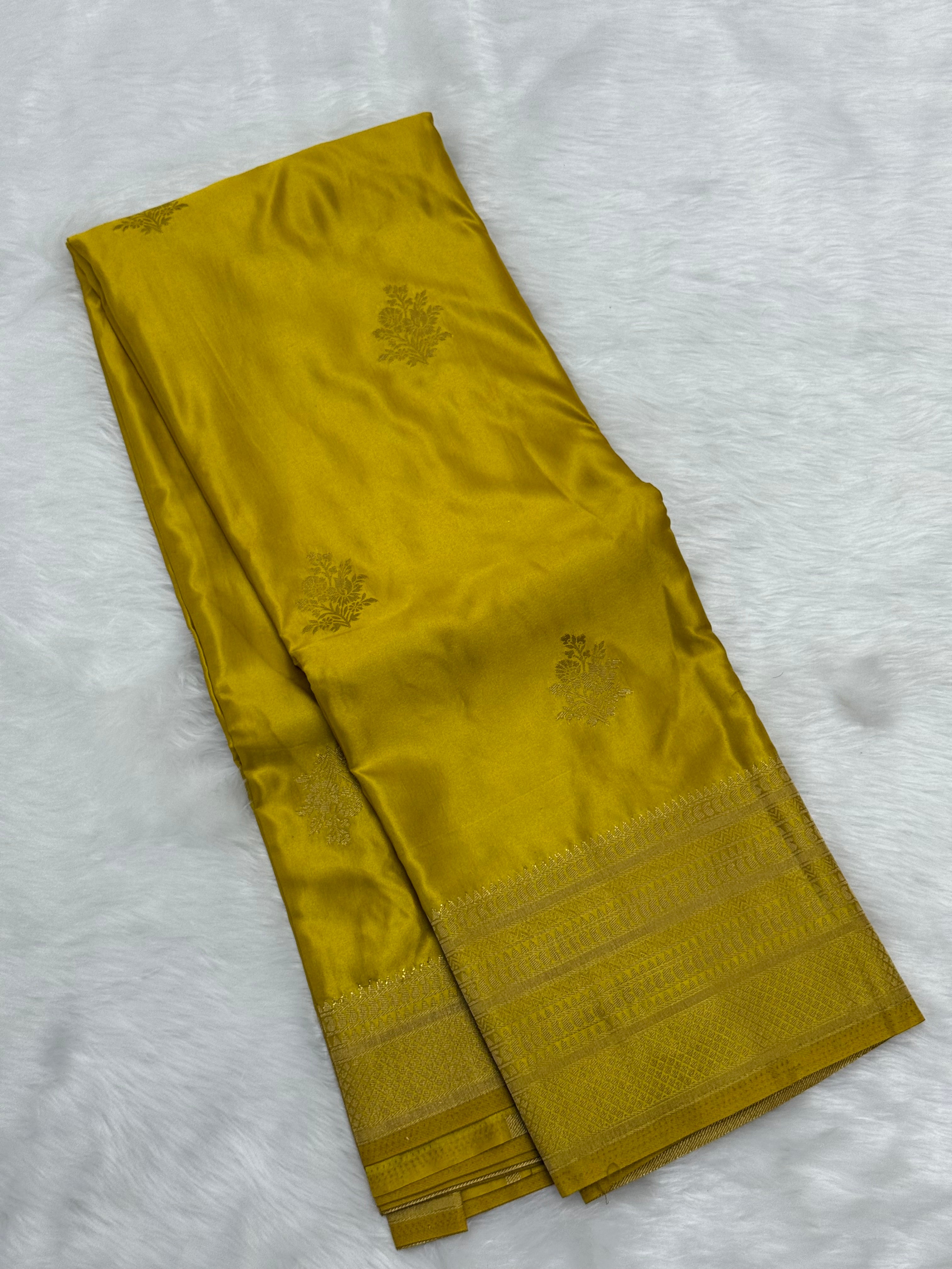 BEAUTIFUL PREMIUM SATIN SAREE - YELLOW