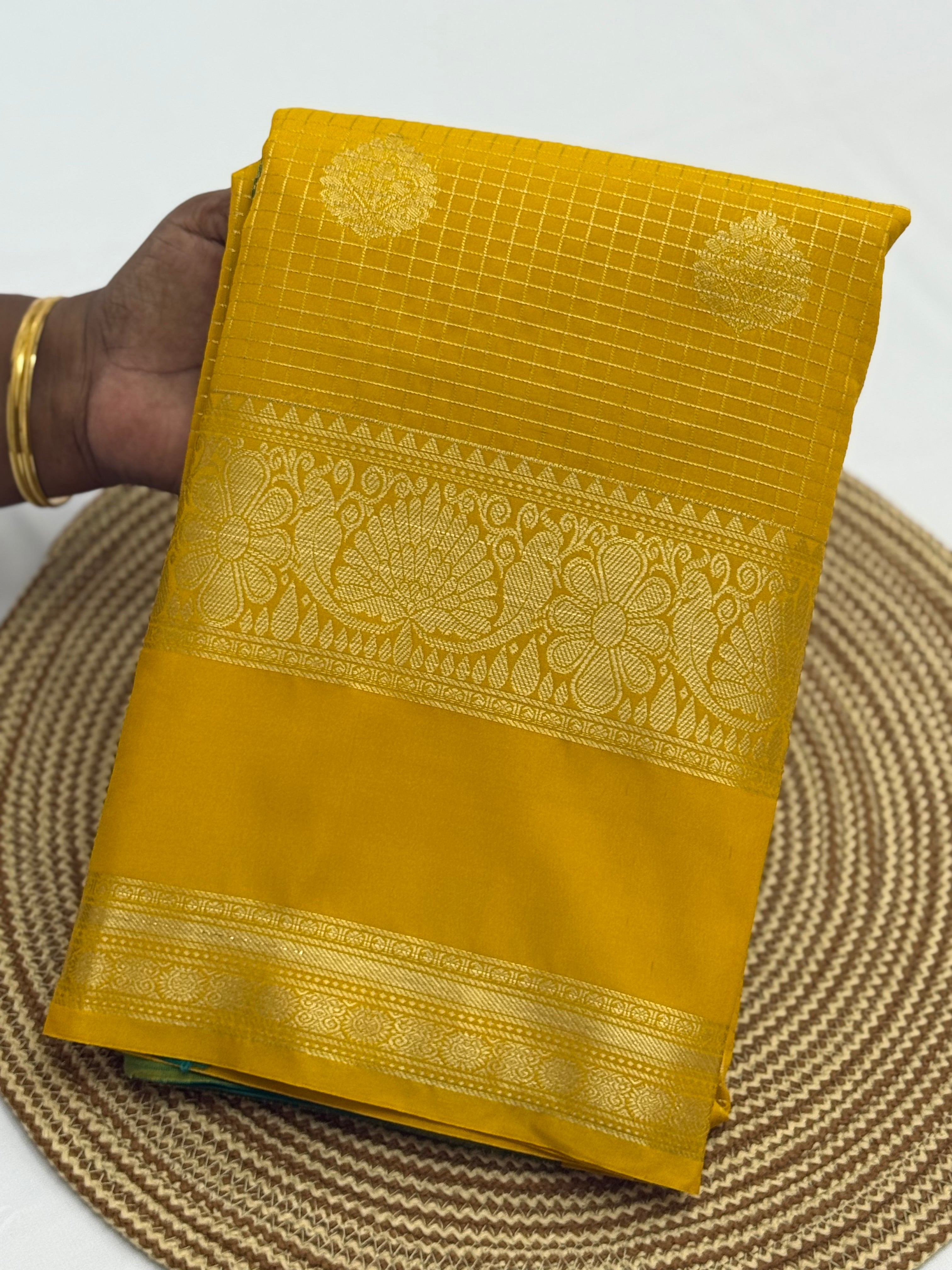 PREMIUM SEMI KANCHI SILK SAREE - SAFFRON