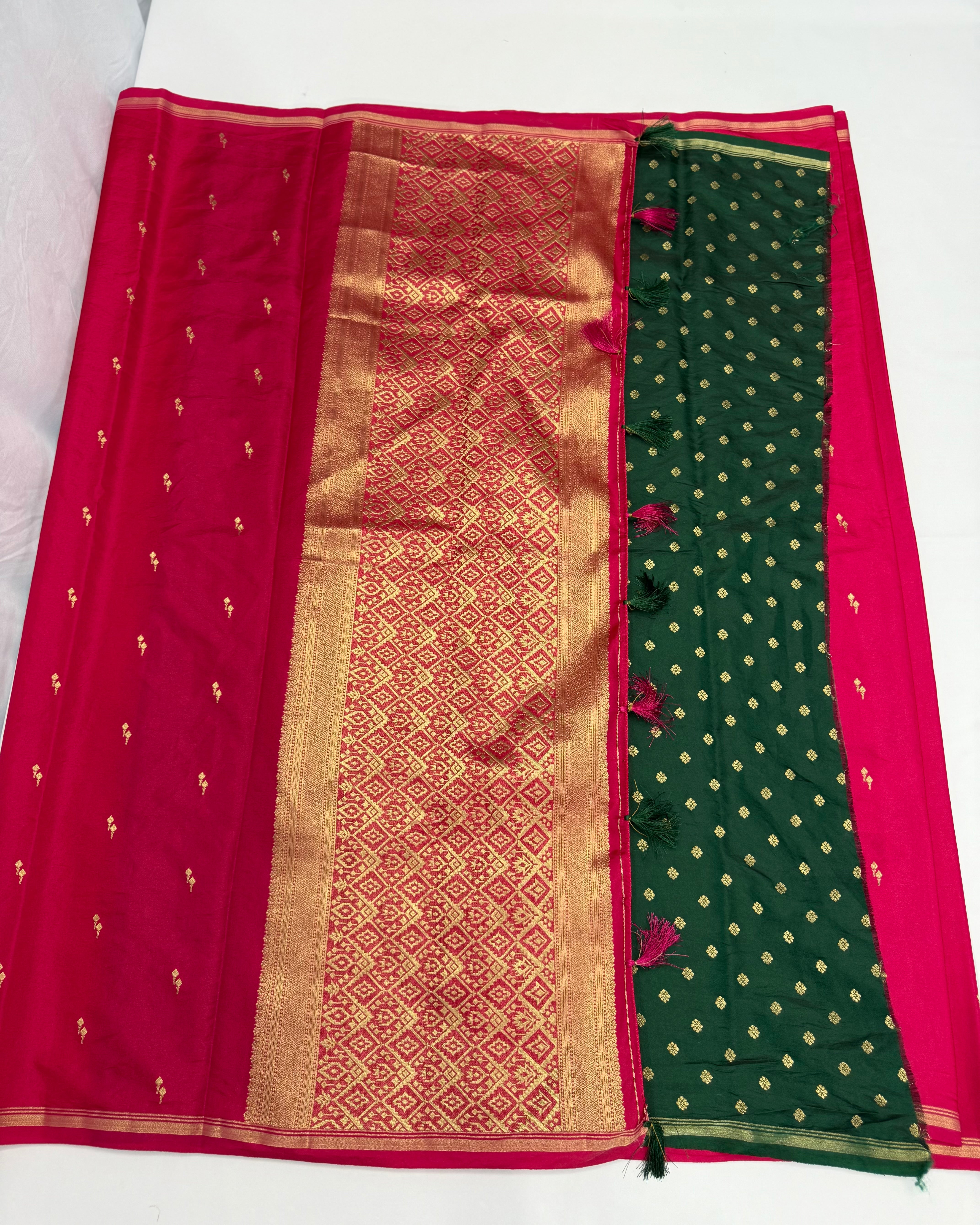 SEMI KANCHI SOFT SILK SAREE - CERISE PINK