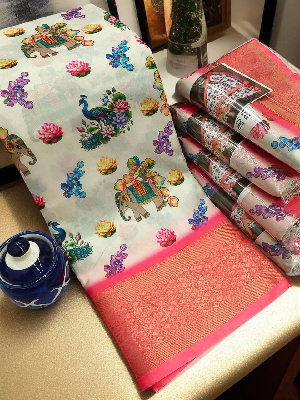 DIGITAL DOLA FANCY SELF BORDER SAREES