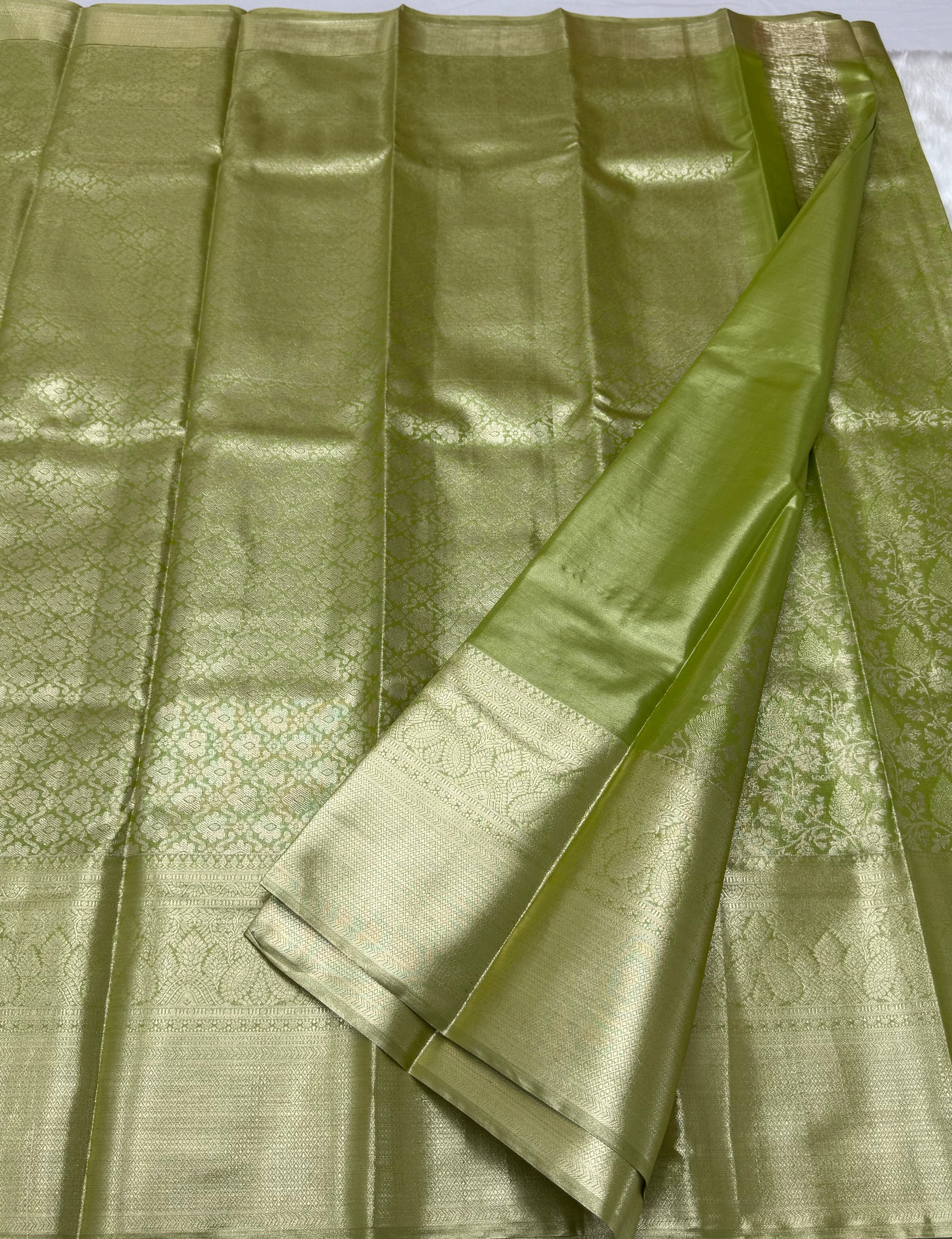 PREMIUM KANCHI TISSUE SILK SAREE - GREEN