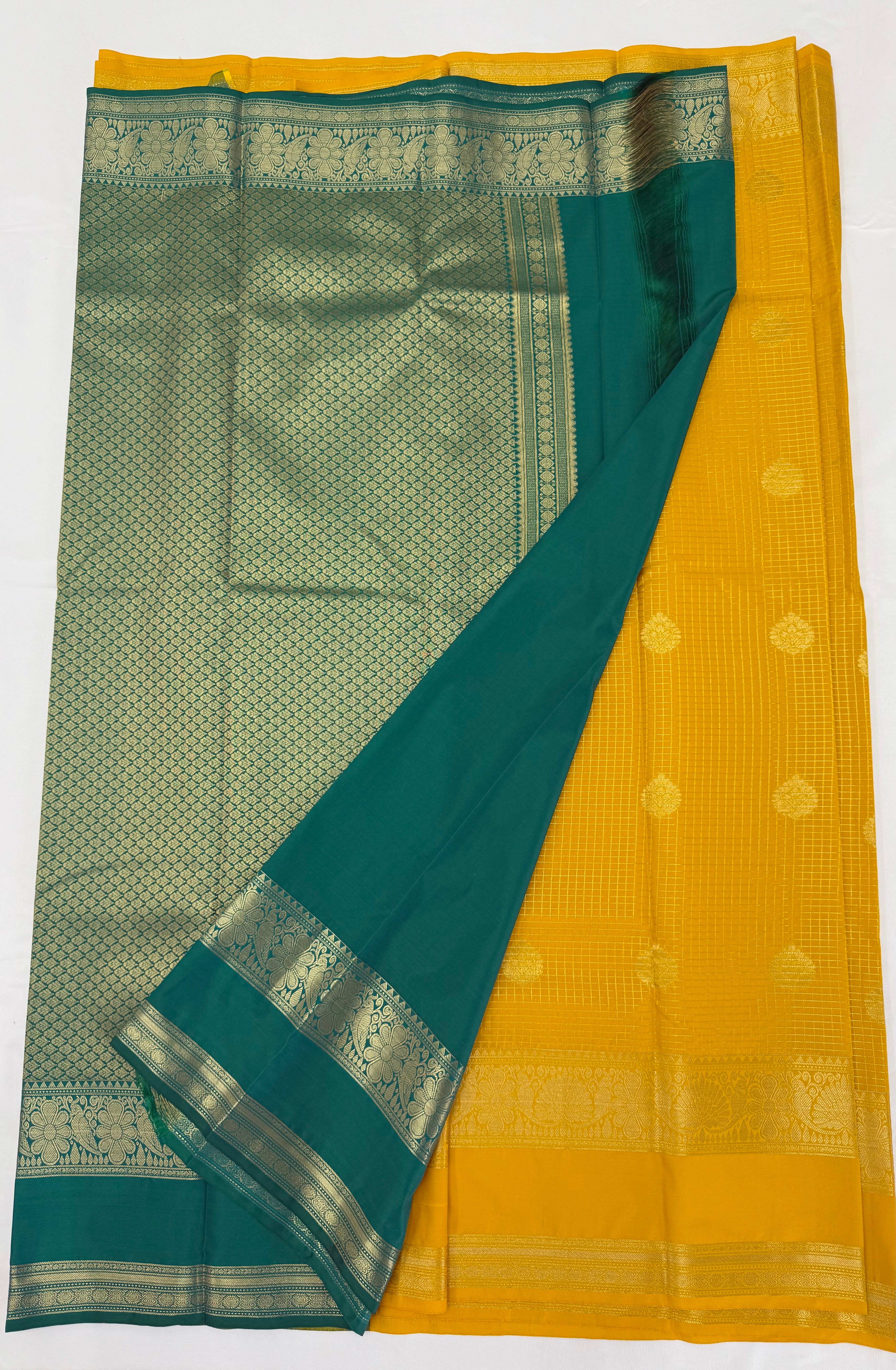 PREMIUM SEMI KANCHI SILK SAREE - SAFFRON