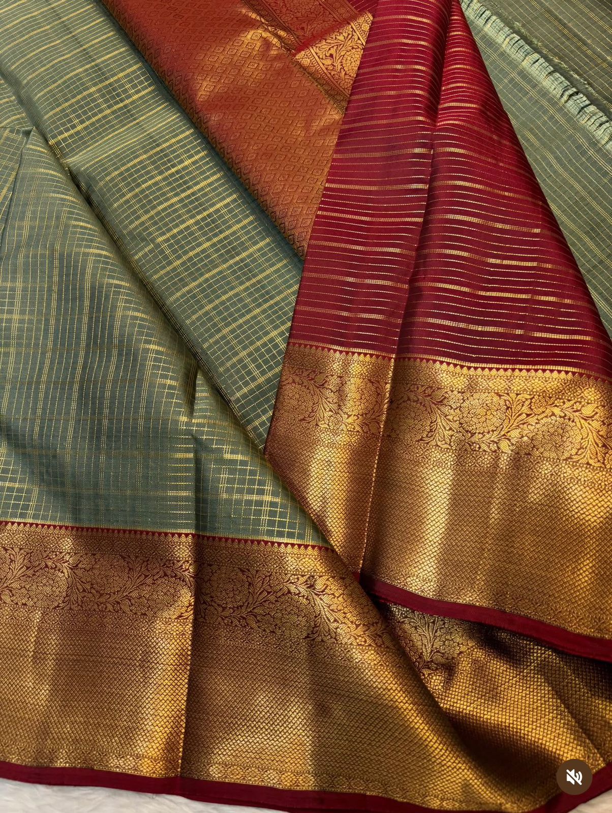 KANCHIPURAM PURE SILK SAREE | SILKMARK® CERTIFIED - DUSTY SAGE GREEN
