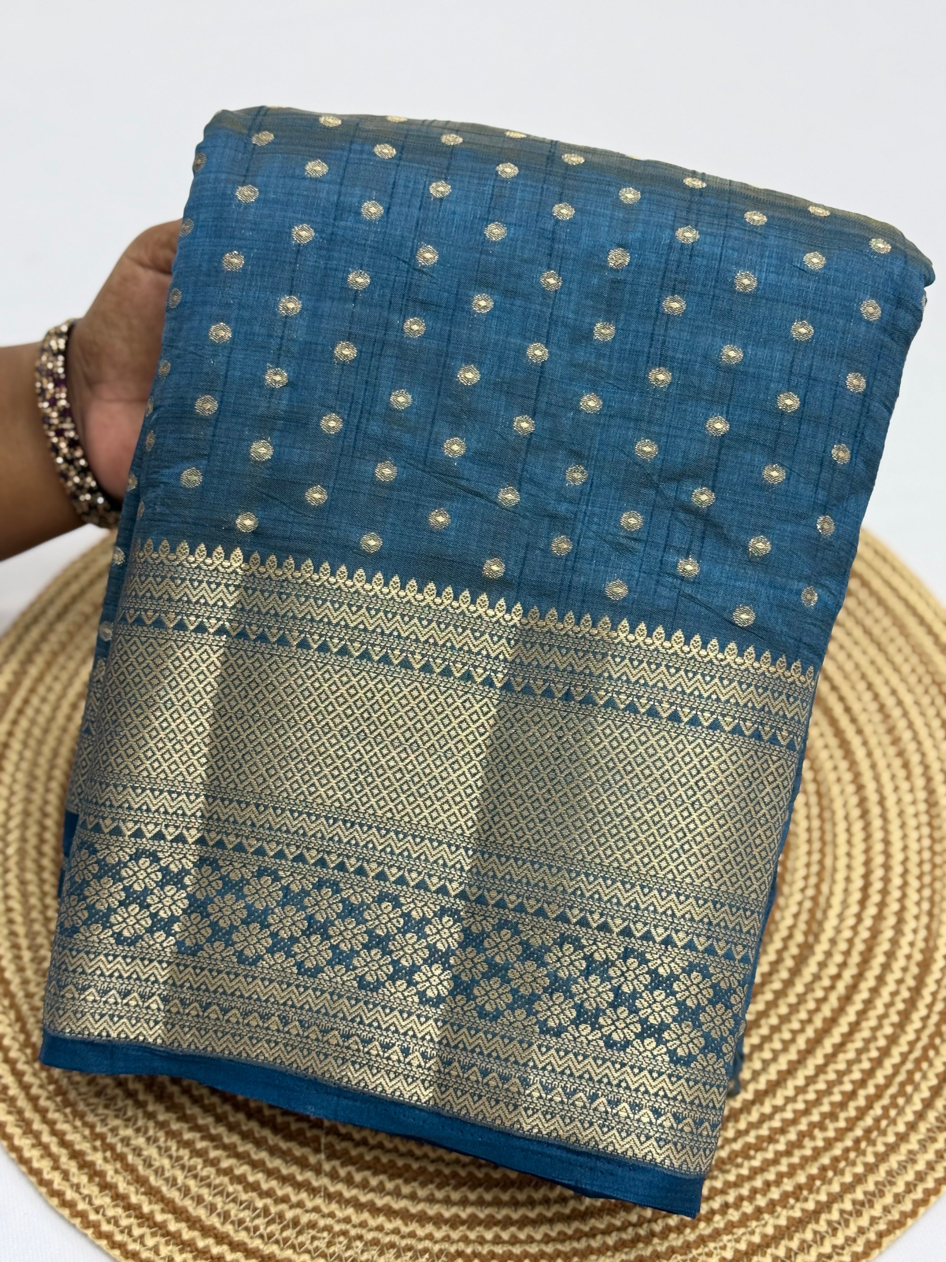 EXCLUSIVE TUSSAR SILK SAREE - TEAL