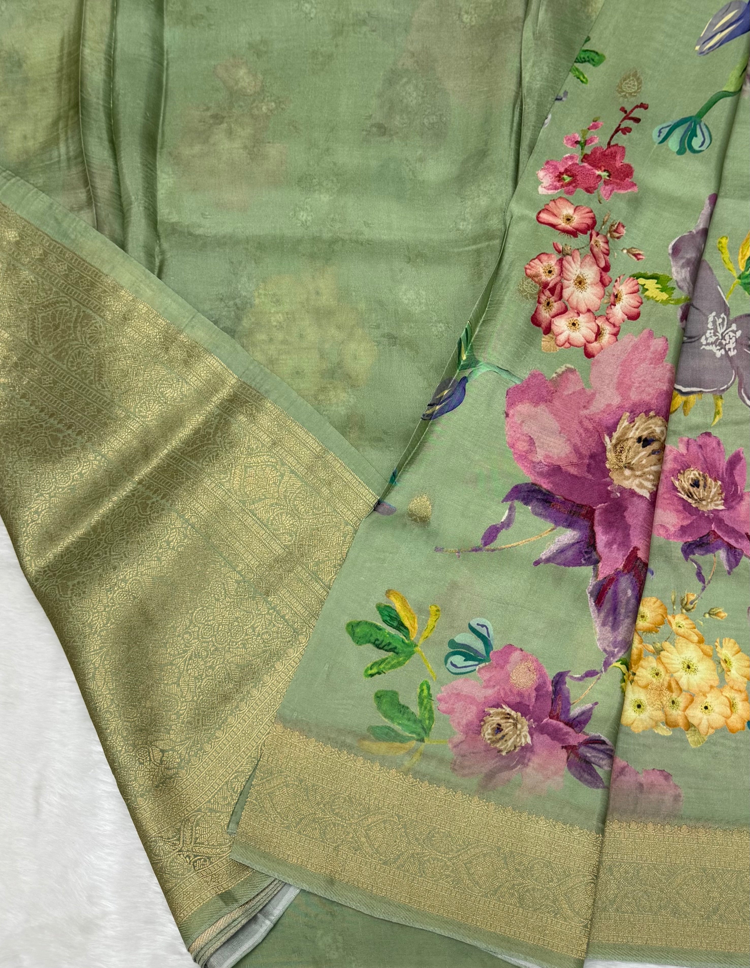 PREMIUM FLORAL PRINTED MASAKALI SAREE - MULTICOLOUR