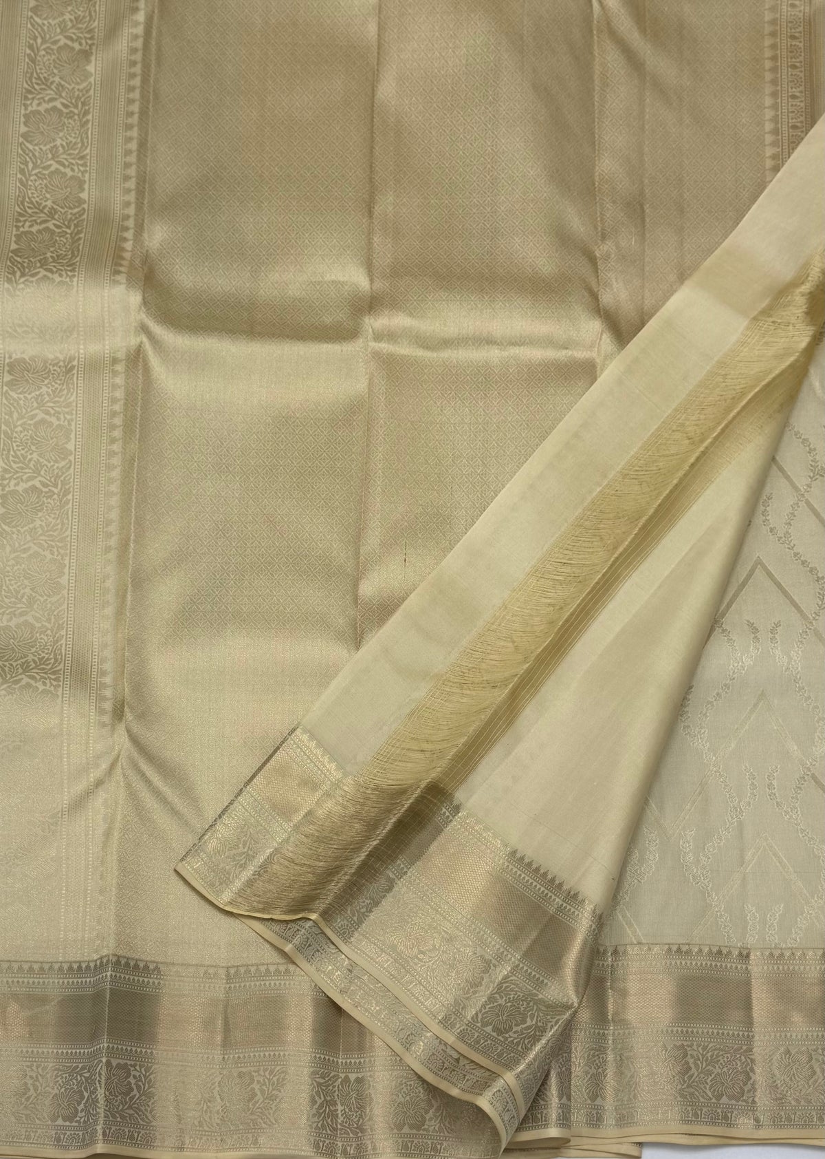 KANCHIPURAM PURE SILK SAREE | SILKMARK® CERTIFIED - CHAMPAGNE CREAM