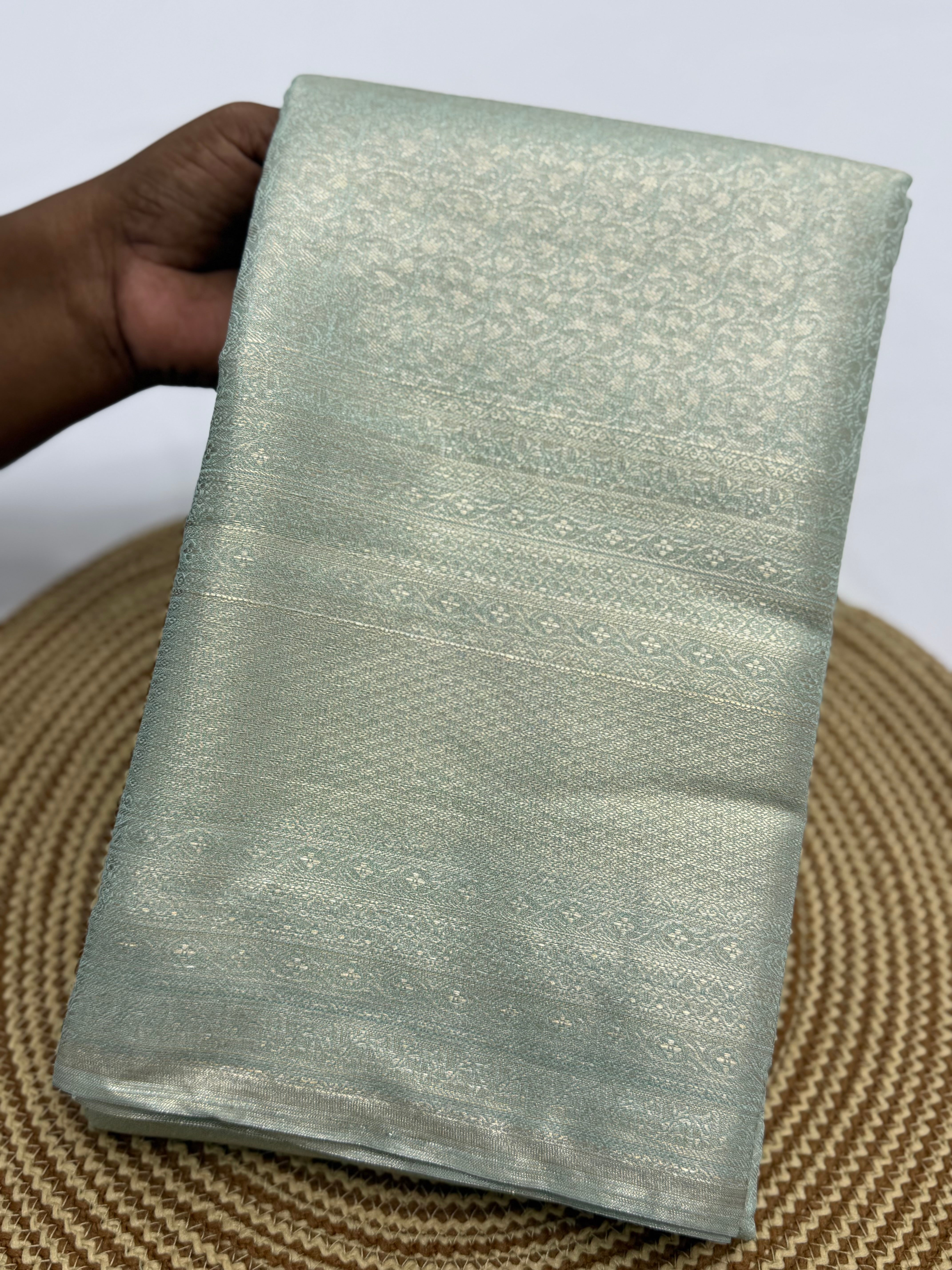 PREMIUM KANCHI TISUSE SILK SAREE - TURQUOISE BLUE